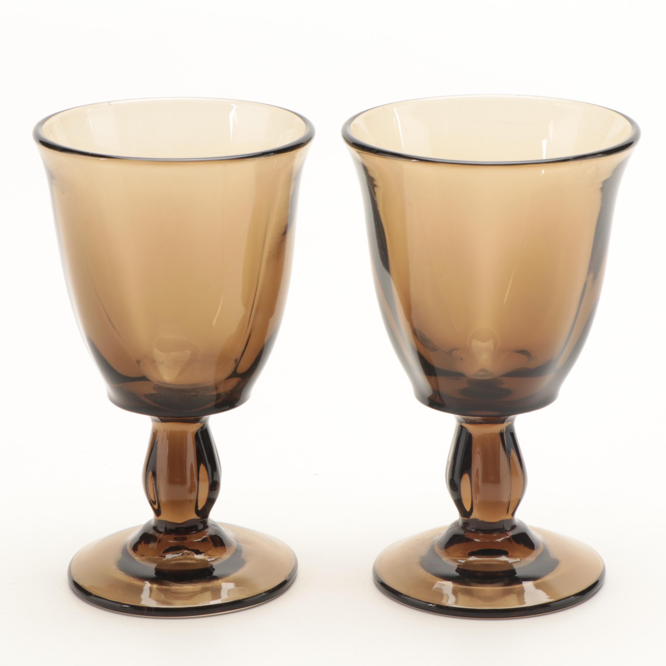 Lenox "Impromptu Brown" Crystal Wine Glasses and Other Smoke Brown Stemware