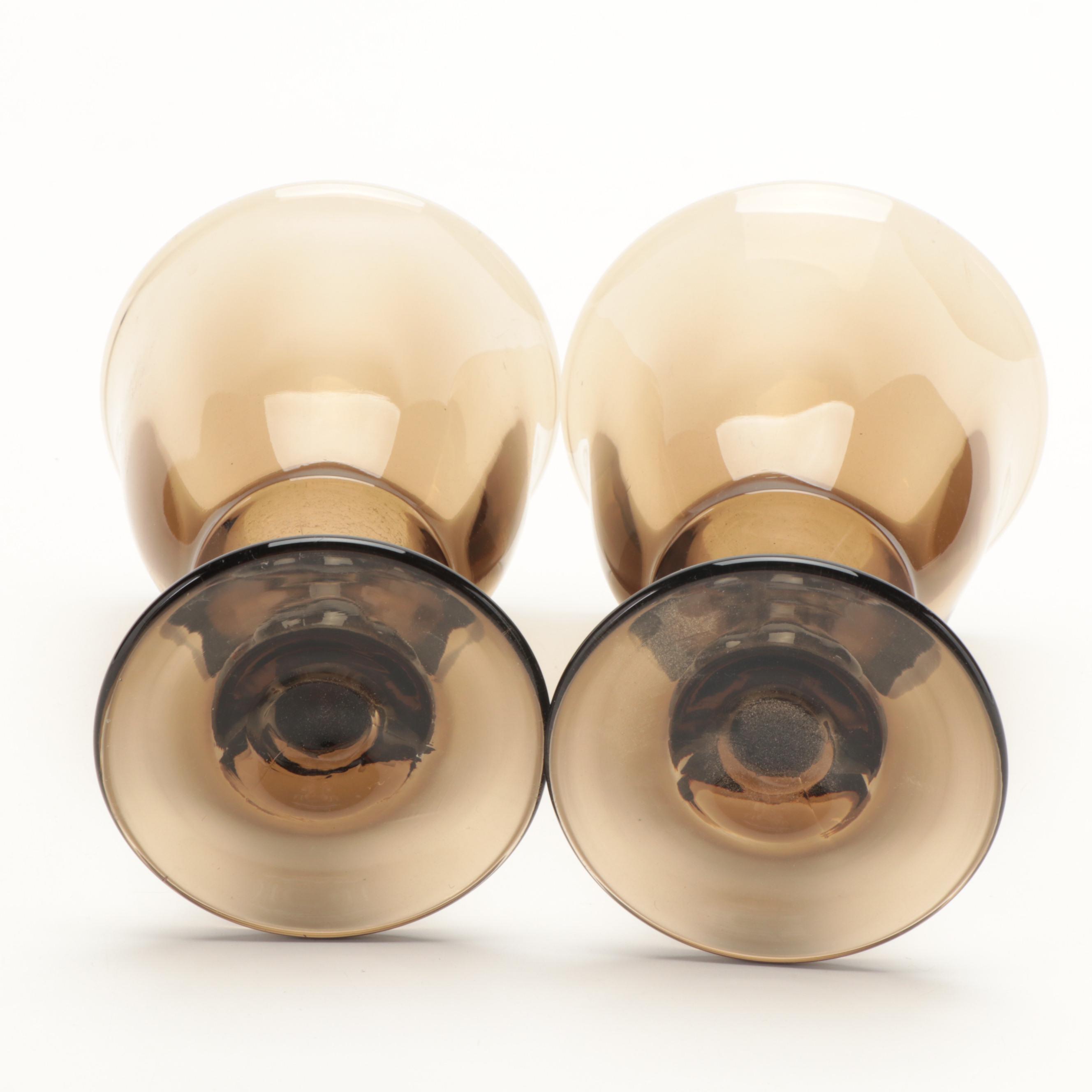 Lenox "Impromptu Brown" Crystal Wine Glasses and Other Smoke Brown Stemware