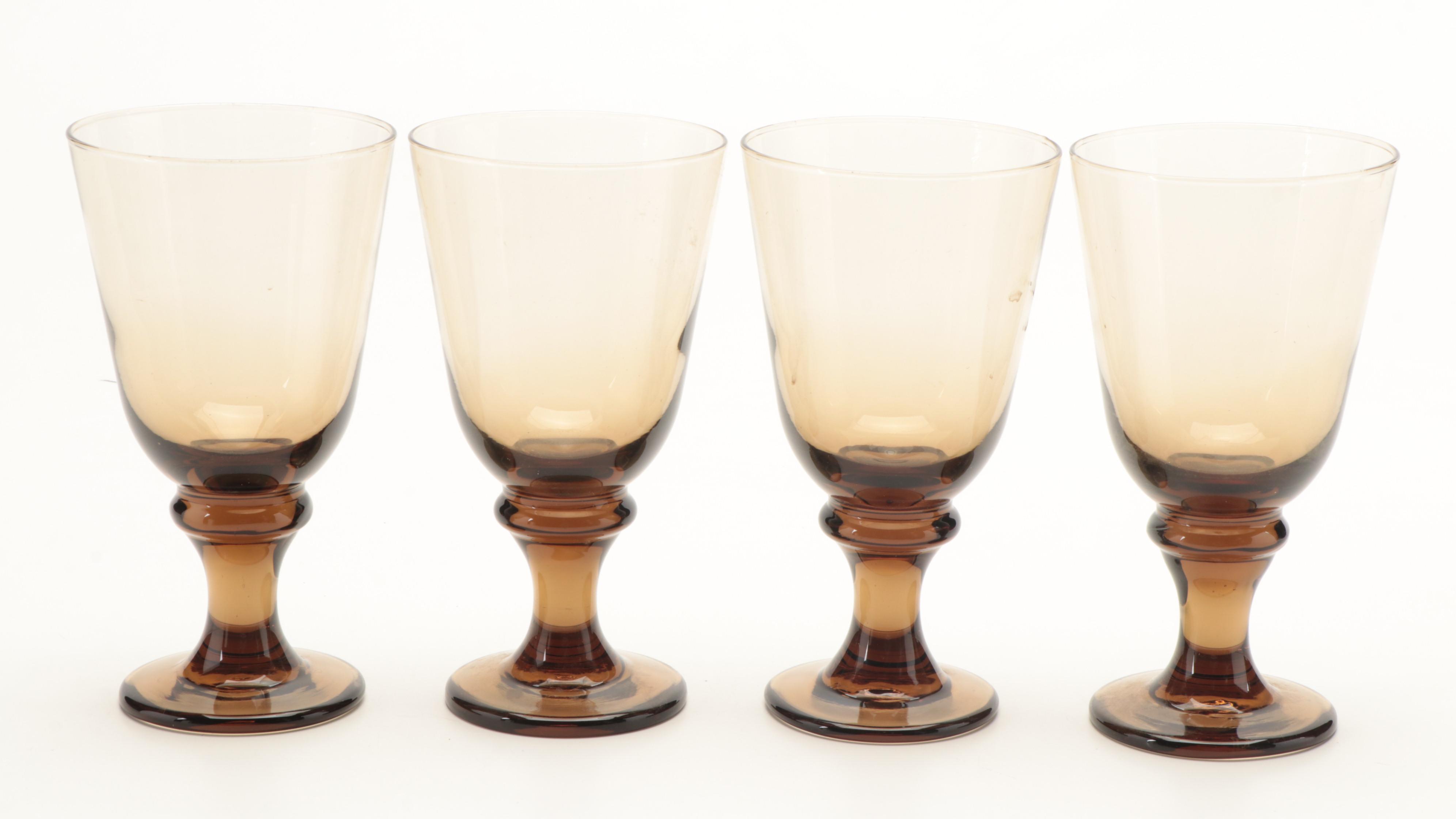 Lenox "Impromptu Brown" Crystal Wine Glasses and Other Smoke Brown Stemware