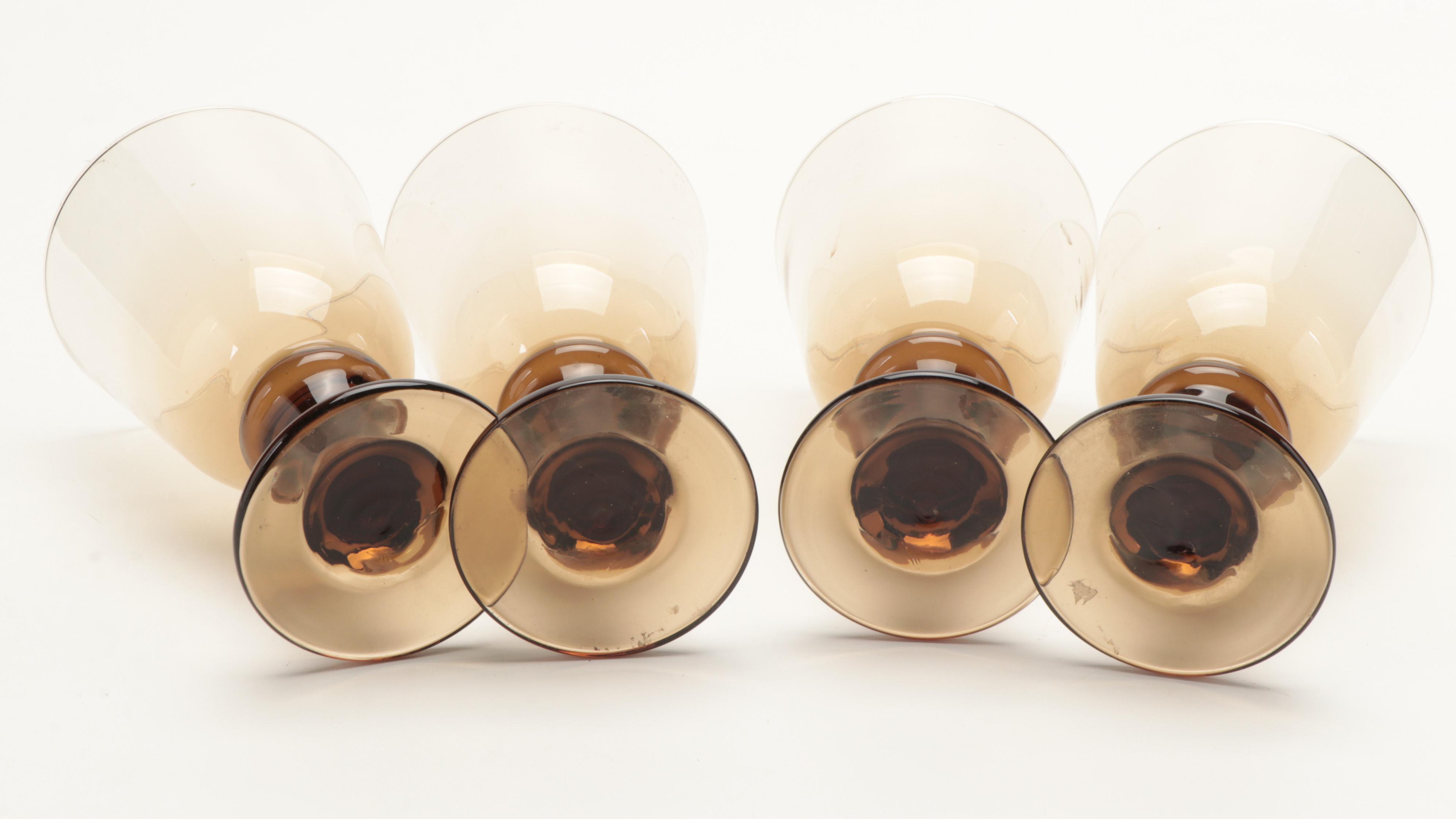 Lenox "Impromptu Brown" Crystal Wine Glasses and Other Smoke Brown Stemware