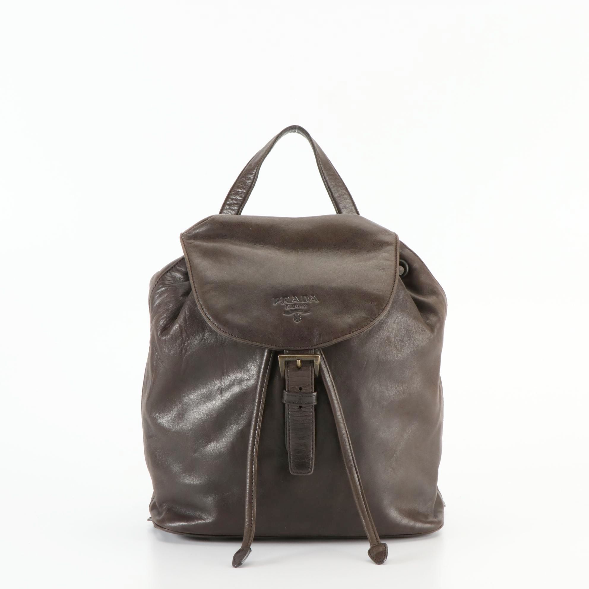 Prada Drawstring Knapsack in Soft Leather