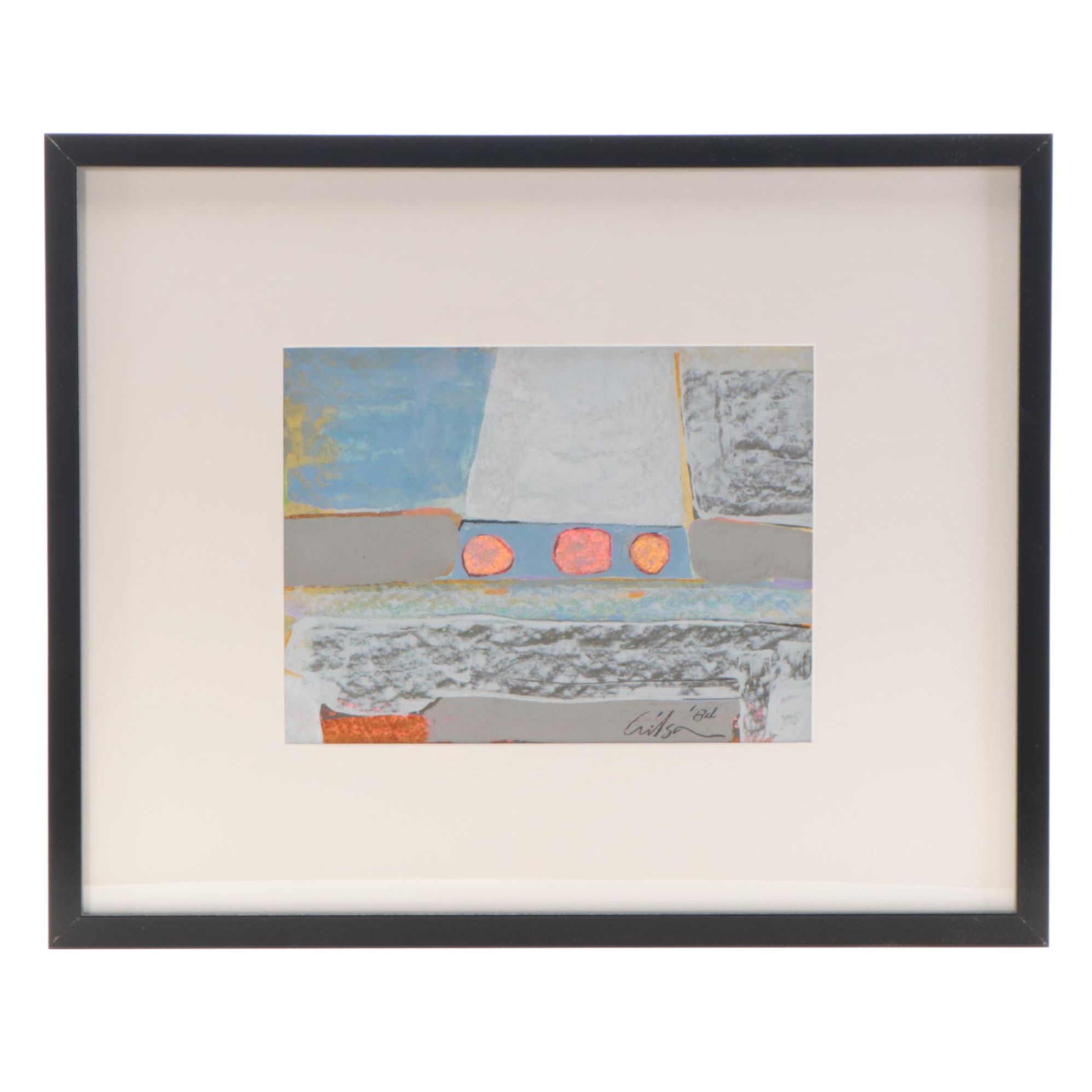 Harry Hilson Abstract Mixed Media Painting, 1984