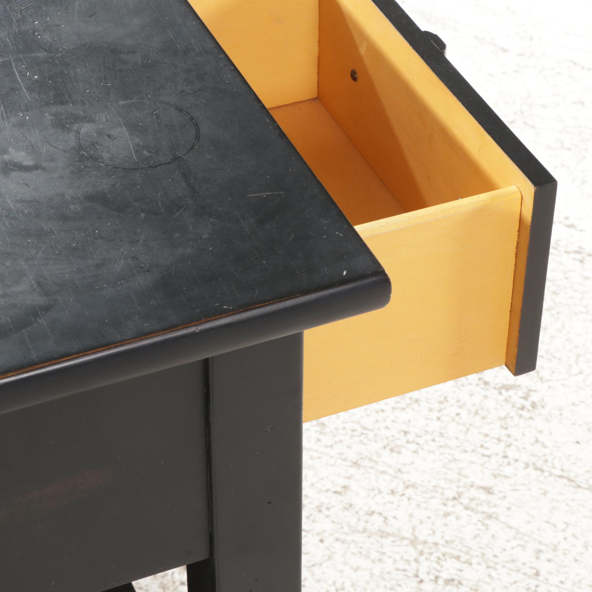 Broyhill Black Lacquered Three-Drawer Console Table