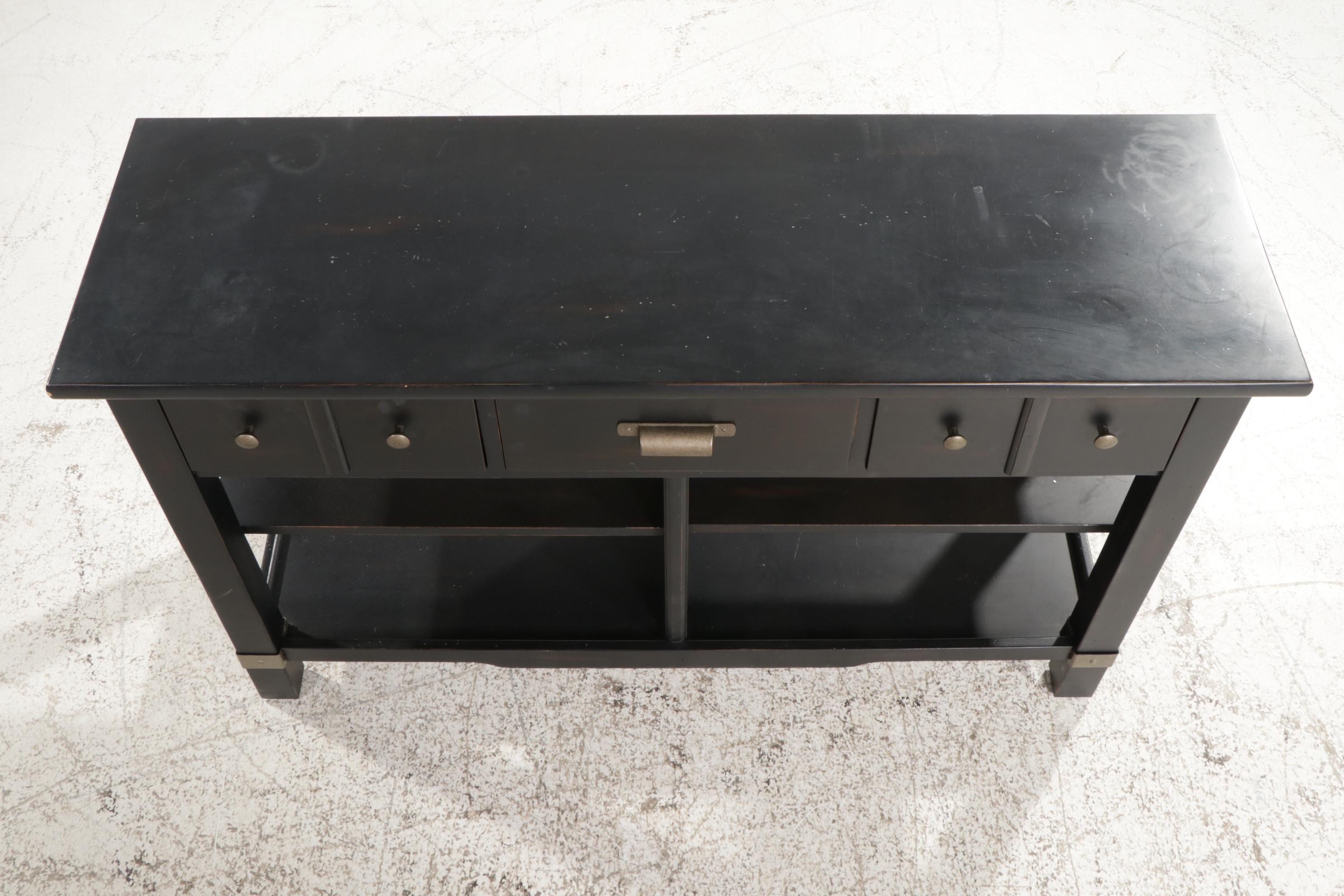 Broyhill Black Lacquered Three-Drawer Console Table