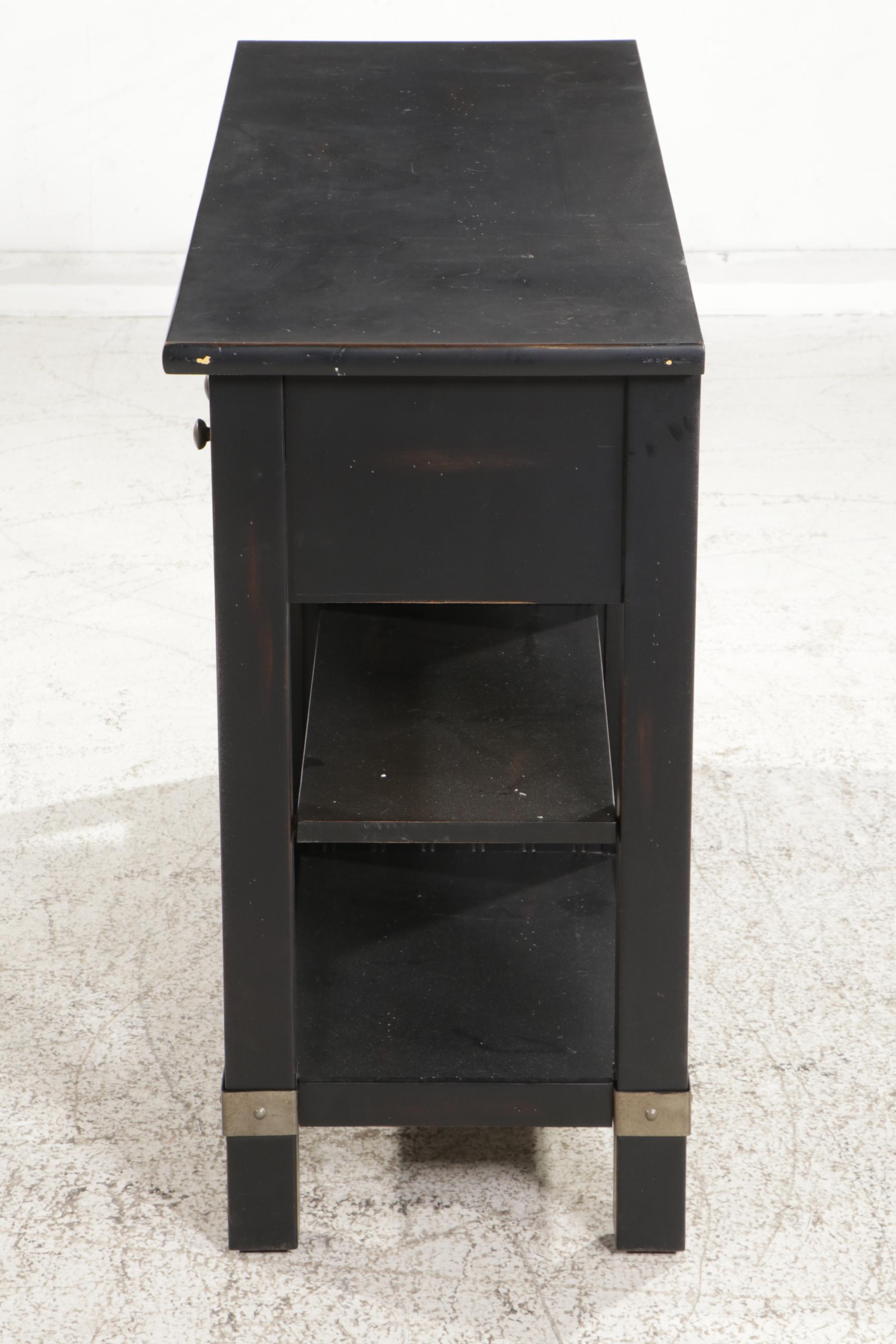 Broyhill Black Lacquered Three-Drawer Console Table