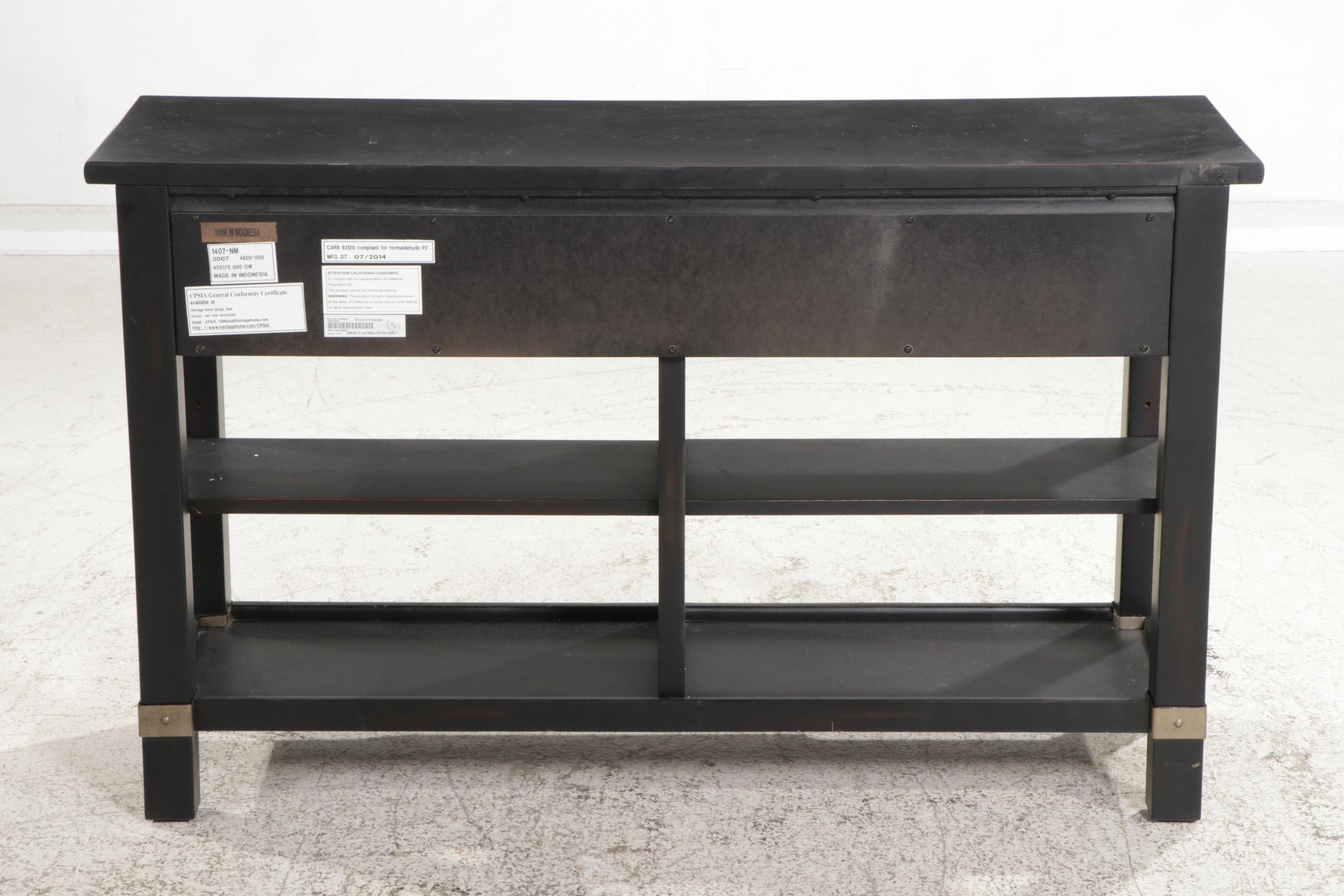 Broyhill Black Lacquered Three-Drawer Console Table