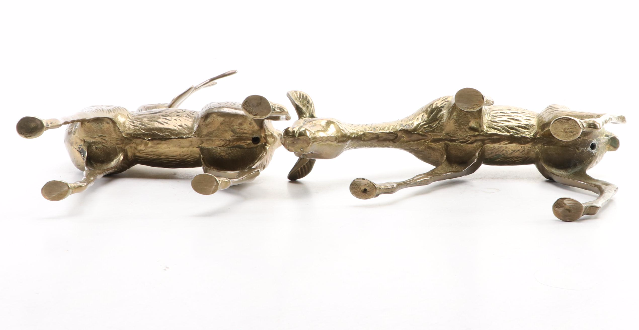Brass Buck and Doe Deer Figurines