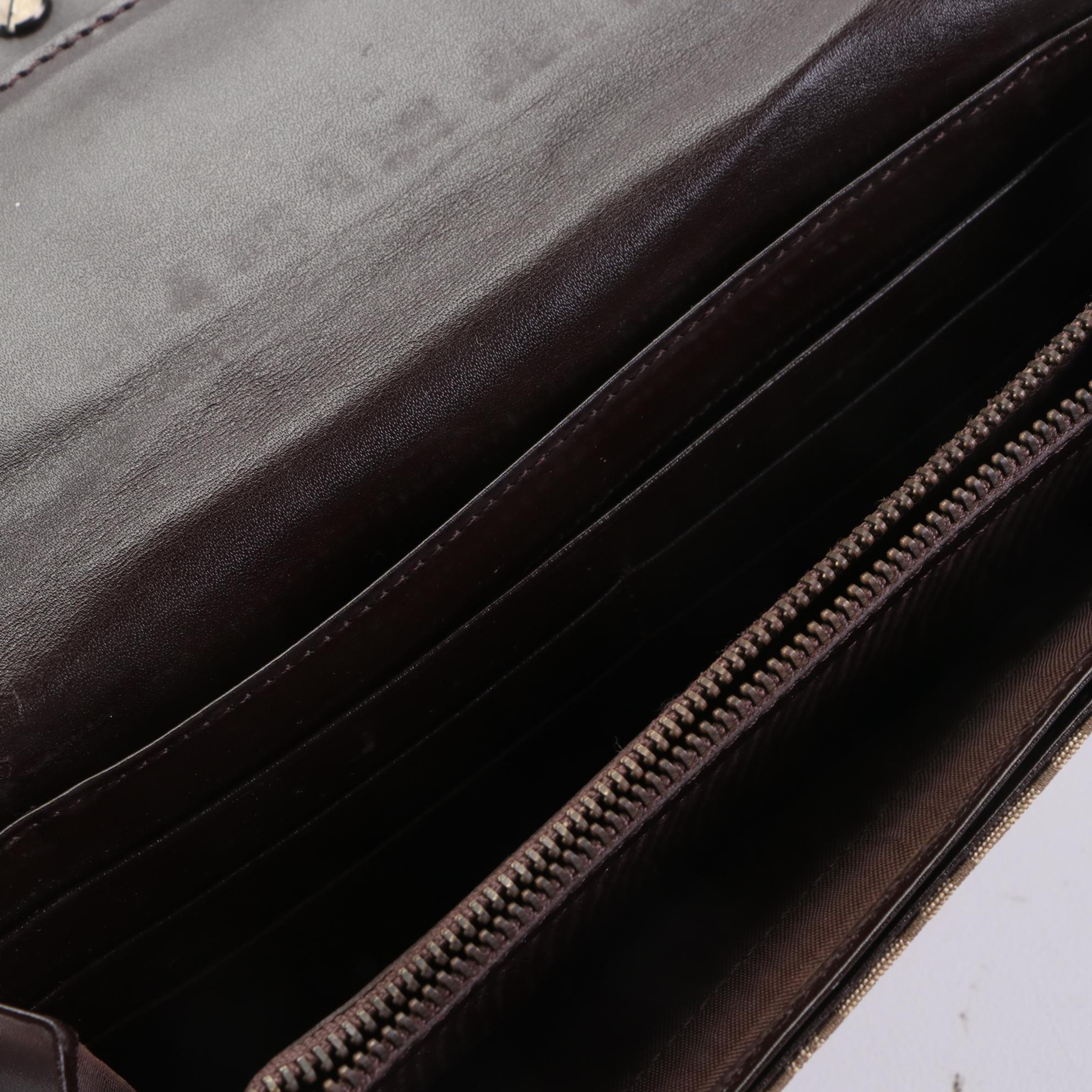 Fendi Continental Wallet in Brown Zucca Canvas with Leather Trim