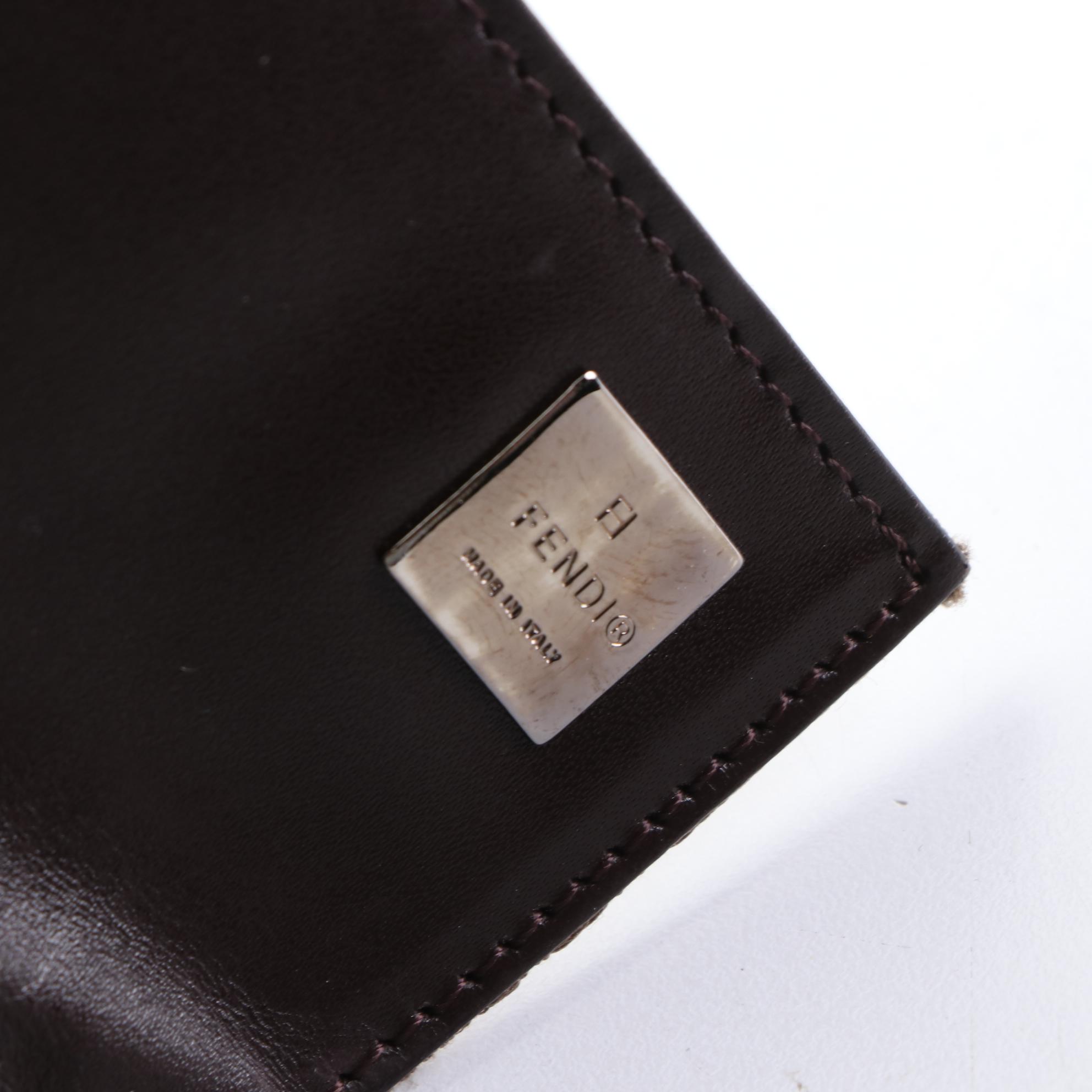 Fendi Continental Wallet in Brown Zucca Canvas with Leather Trim