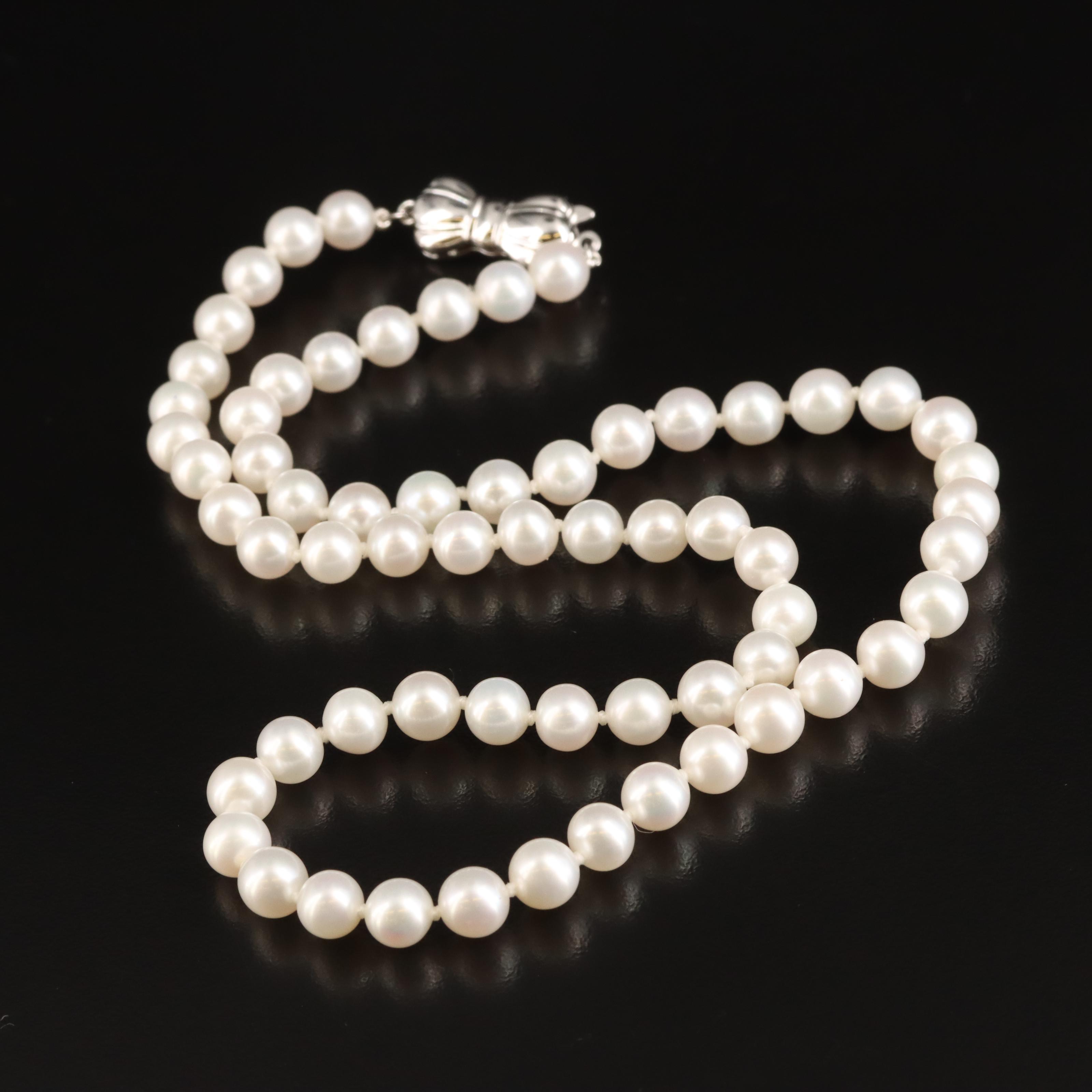 Blue Lagoon for Mikimoto Pearl Necklace with Sterling Clasp