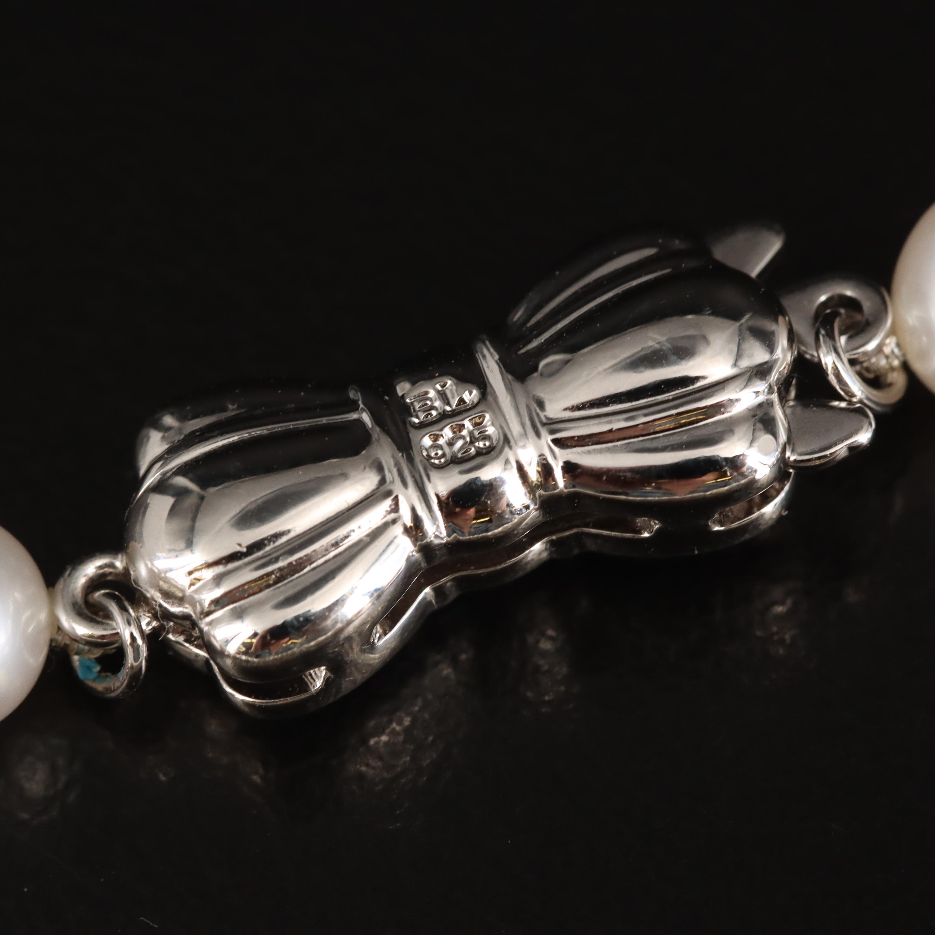 Blue Lagoon for Mikimoto Pearl Necklace with Sterling Clasp