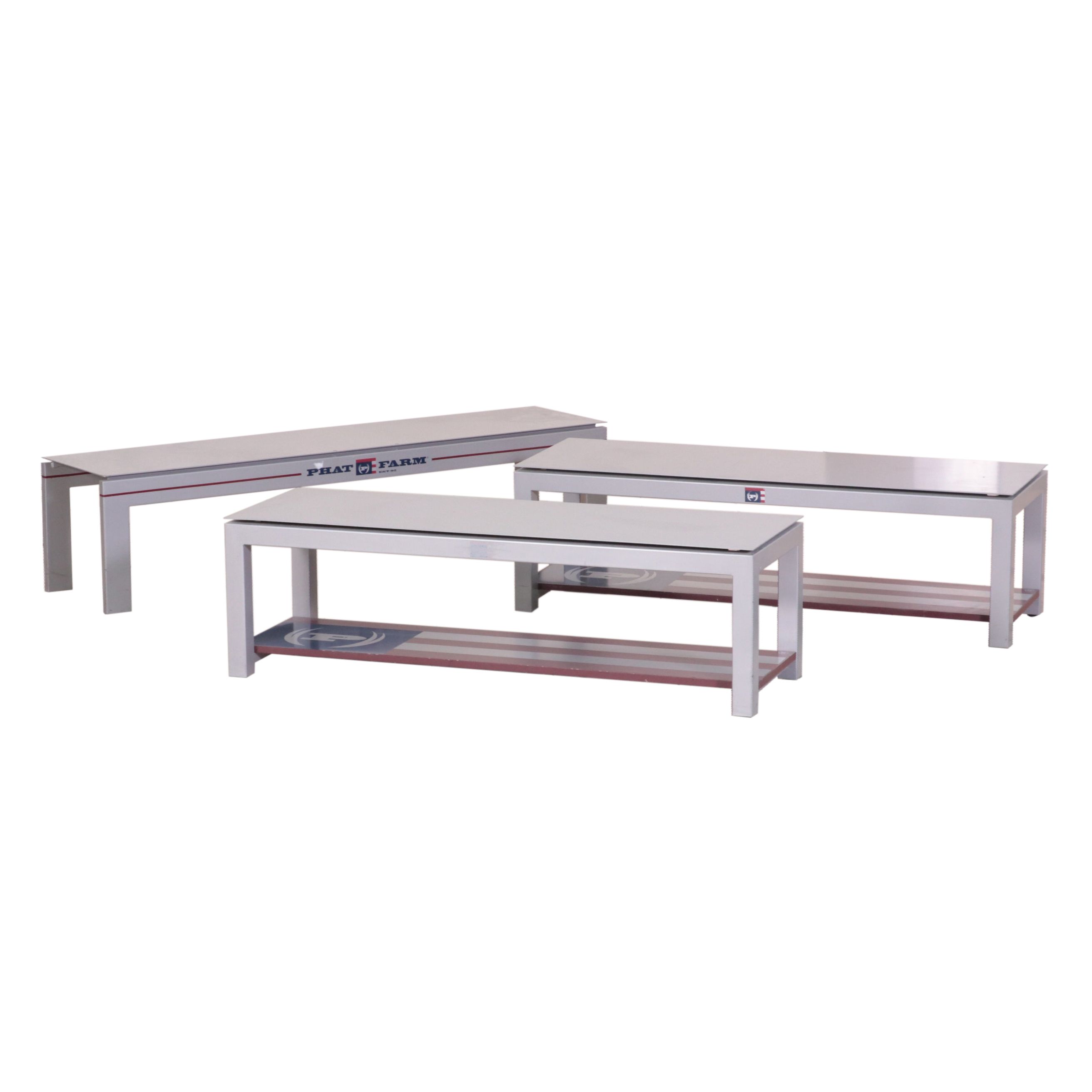 Three Phat Farm Metal Display Tables