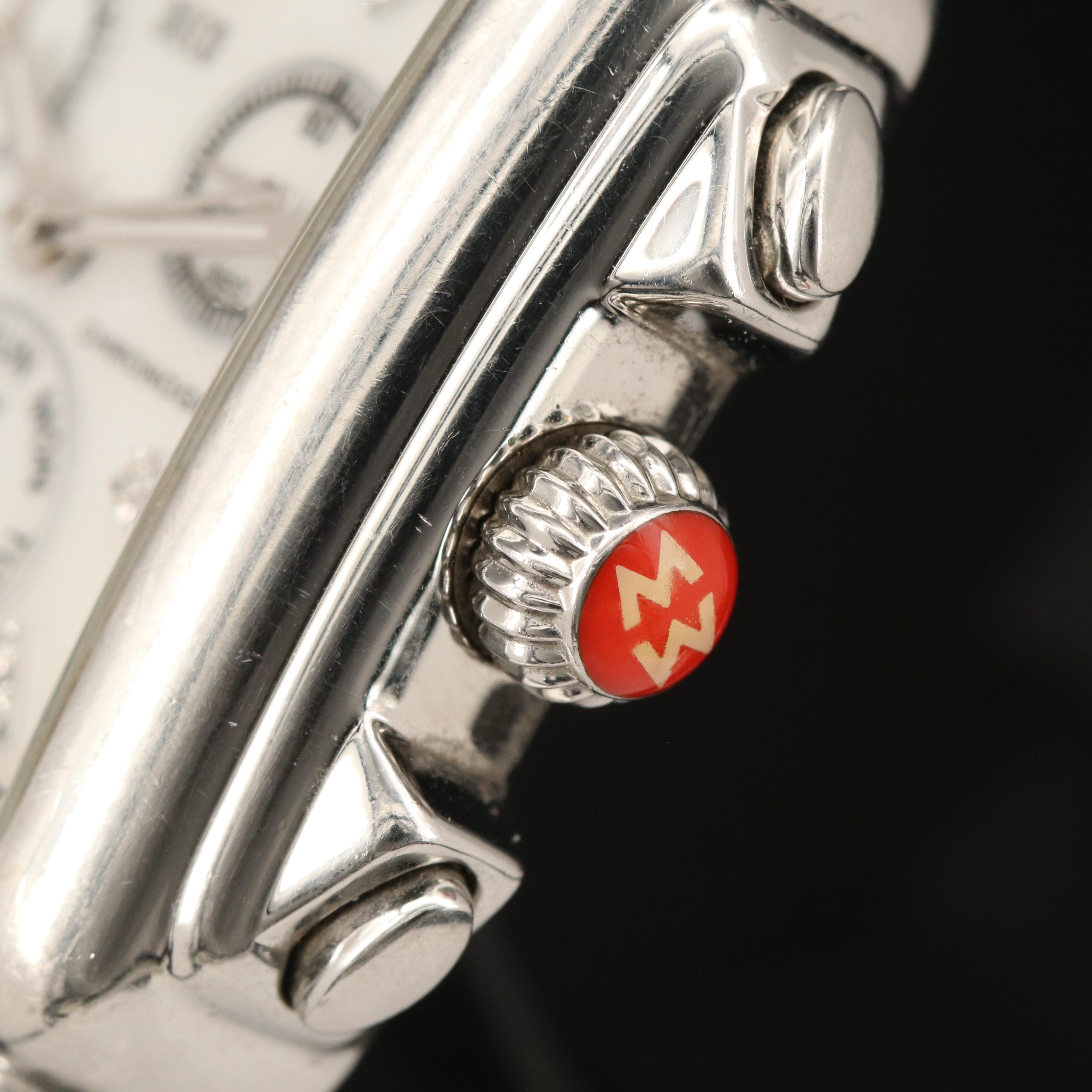 Michele Deco Diamond Dial Chronograph Watch