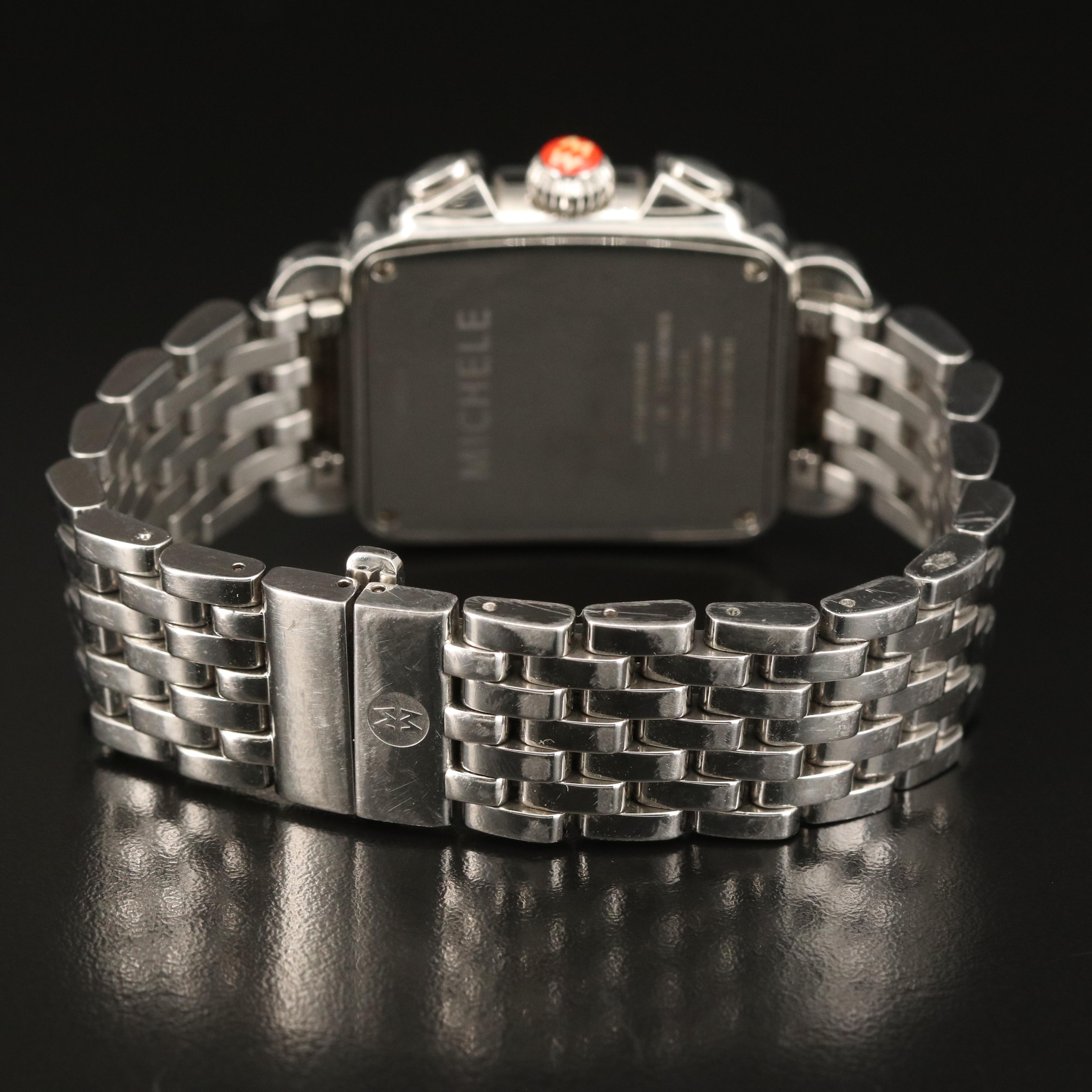 Michele Deco Diamond Dial Chronograph Watch