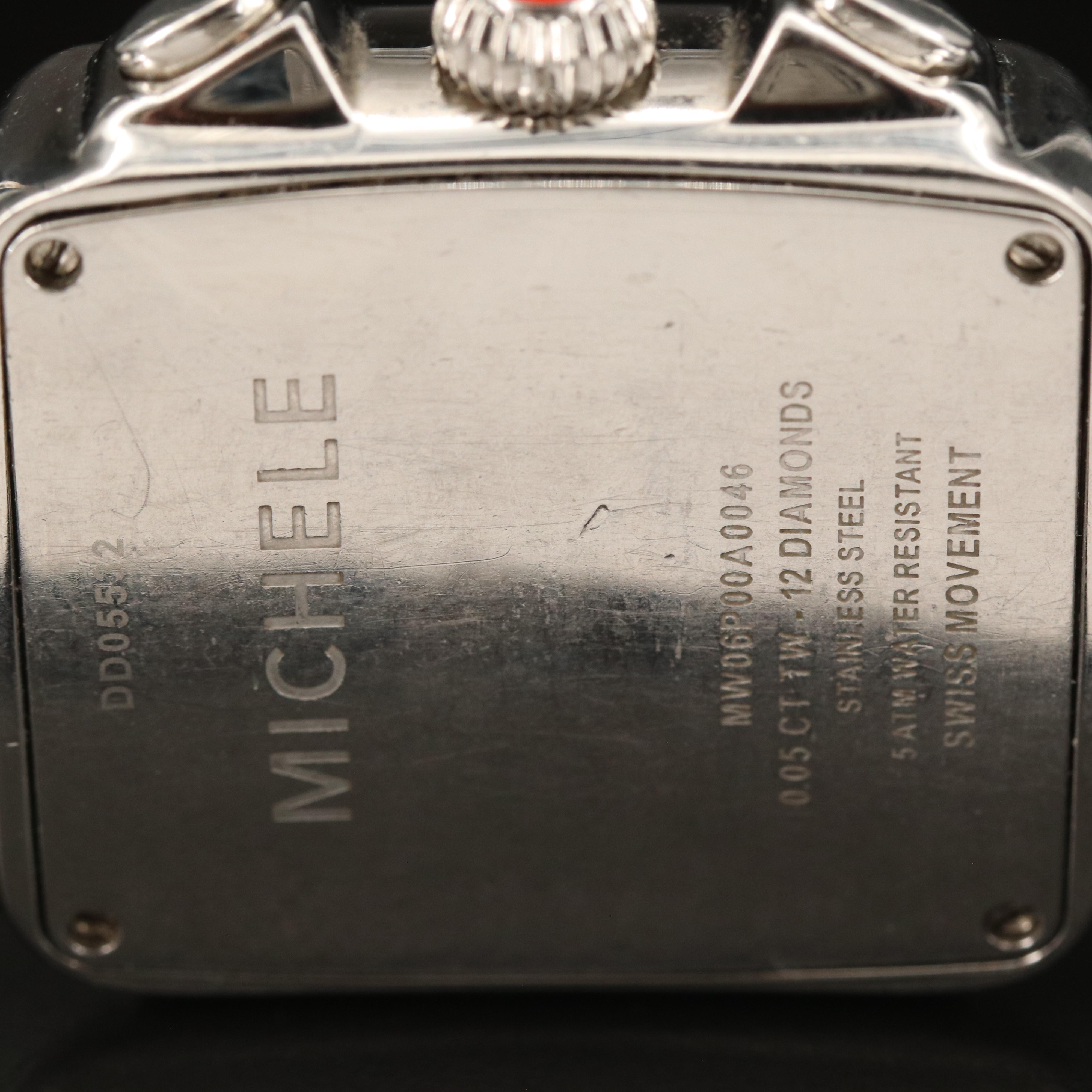 Michele Deco Diamond Dial Chronograph Watch