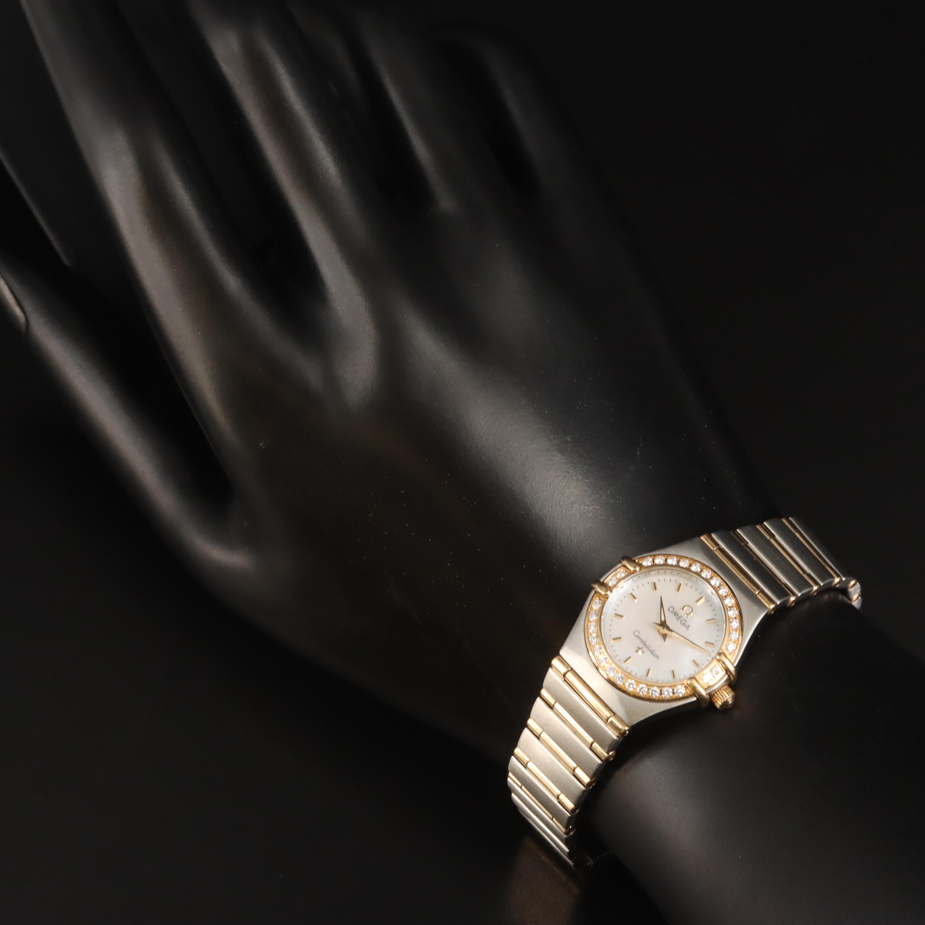 18K and Stainless Steel Omega Constellation Diamond,  Mother-of-Pearl Watch