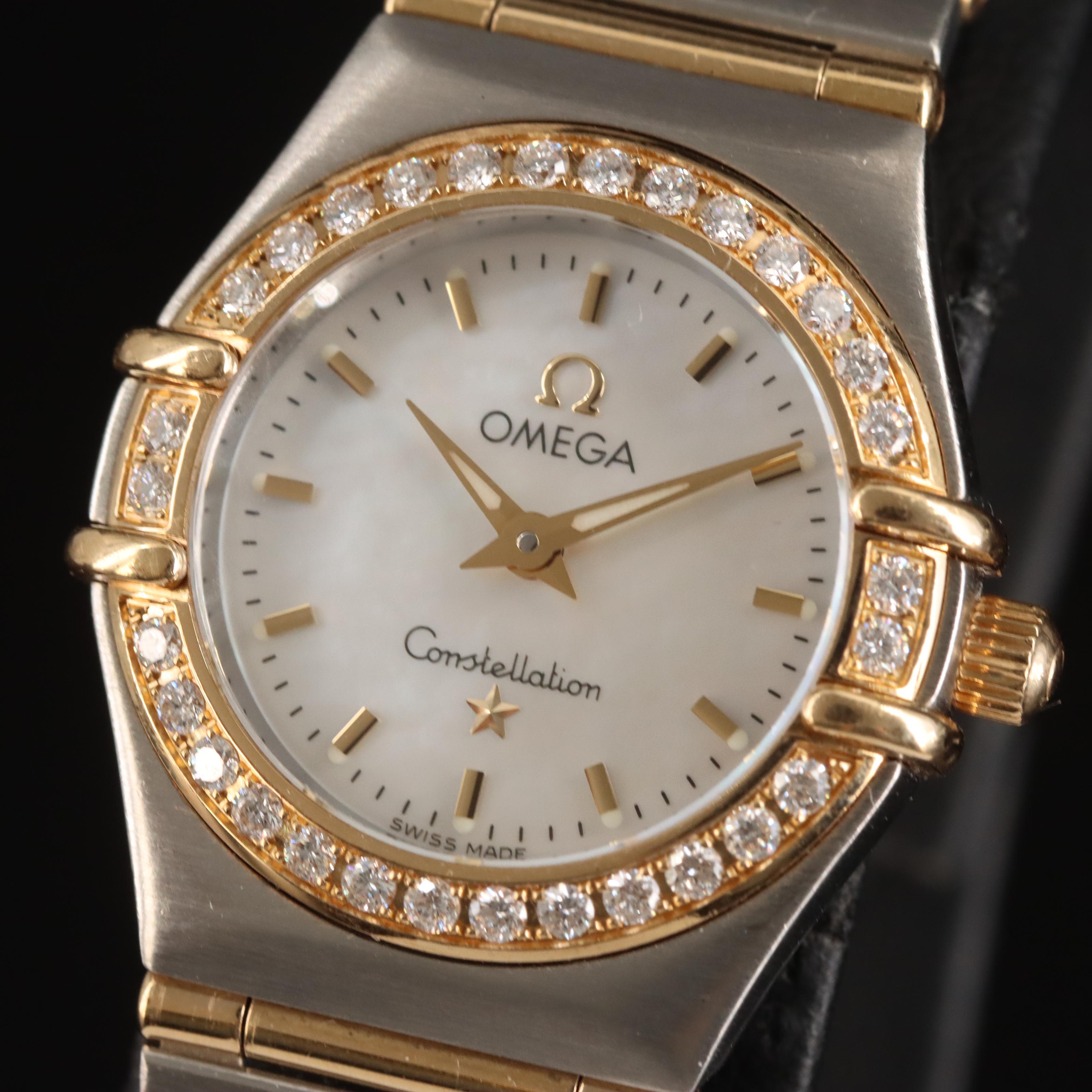 18K and Stainless Steel Omega Constellation Diamond,  Mother-of-Pearl Watch
