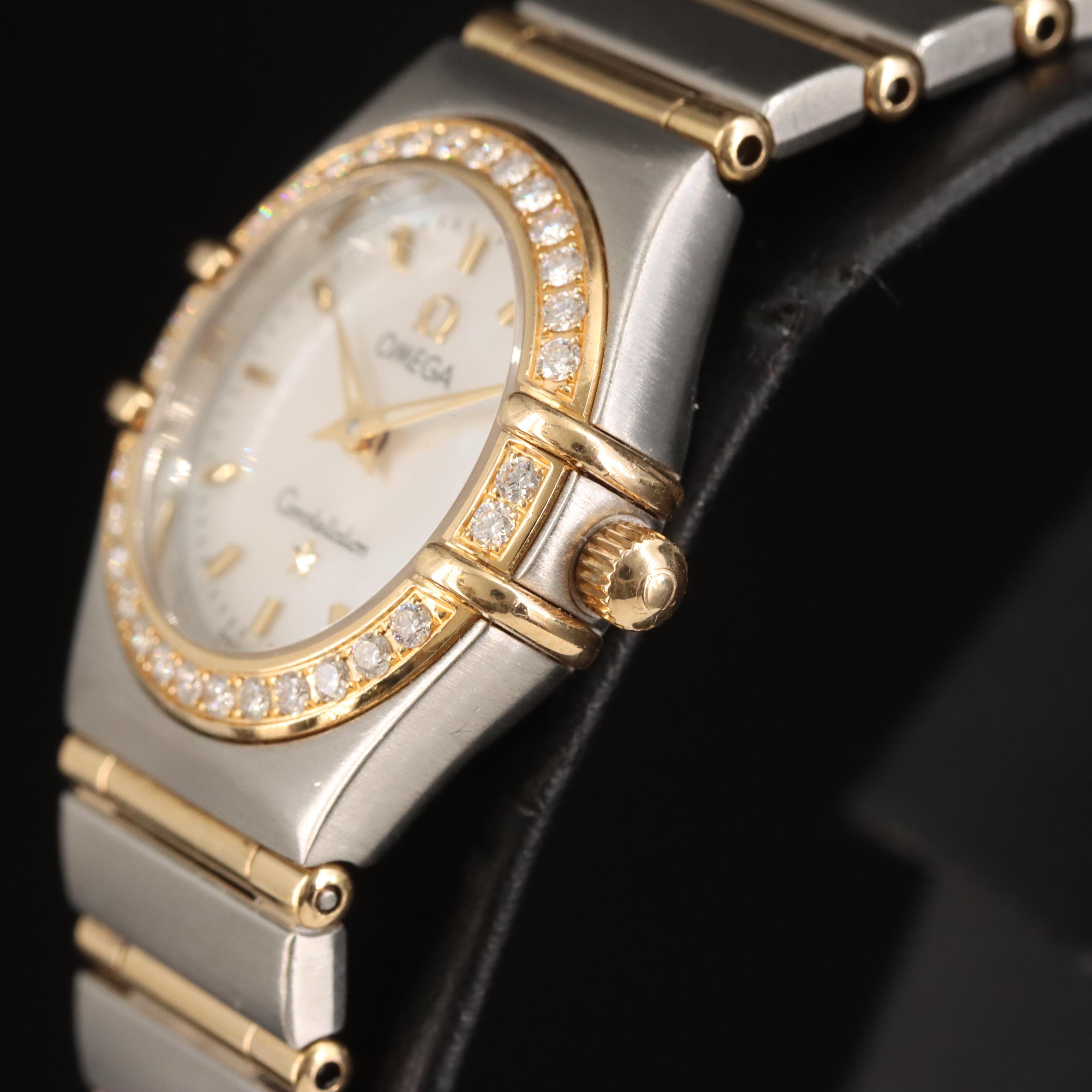 18K and Stainless Steel Omega Constellation Diamond,  Mother-of-Pearl Watch