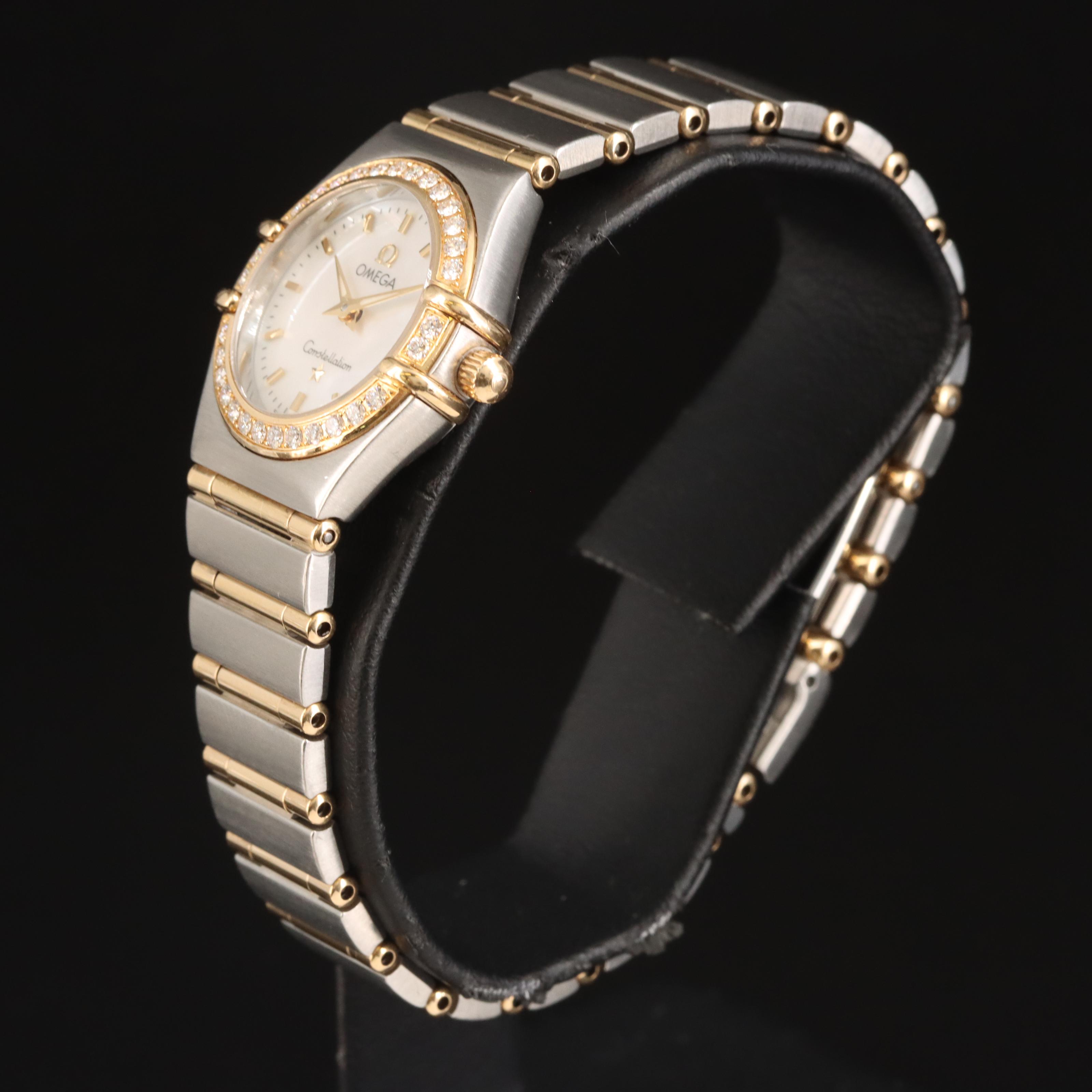 18K and Stainless Steel Omega Constellation Diamond,  Mother-of-Pearl Watch