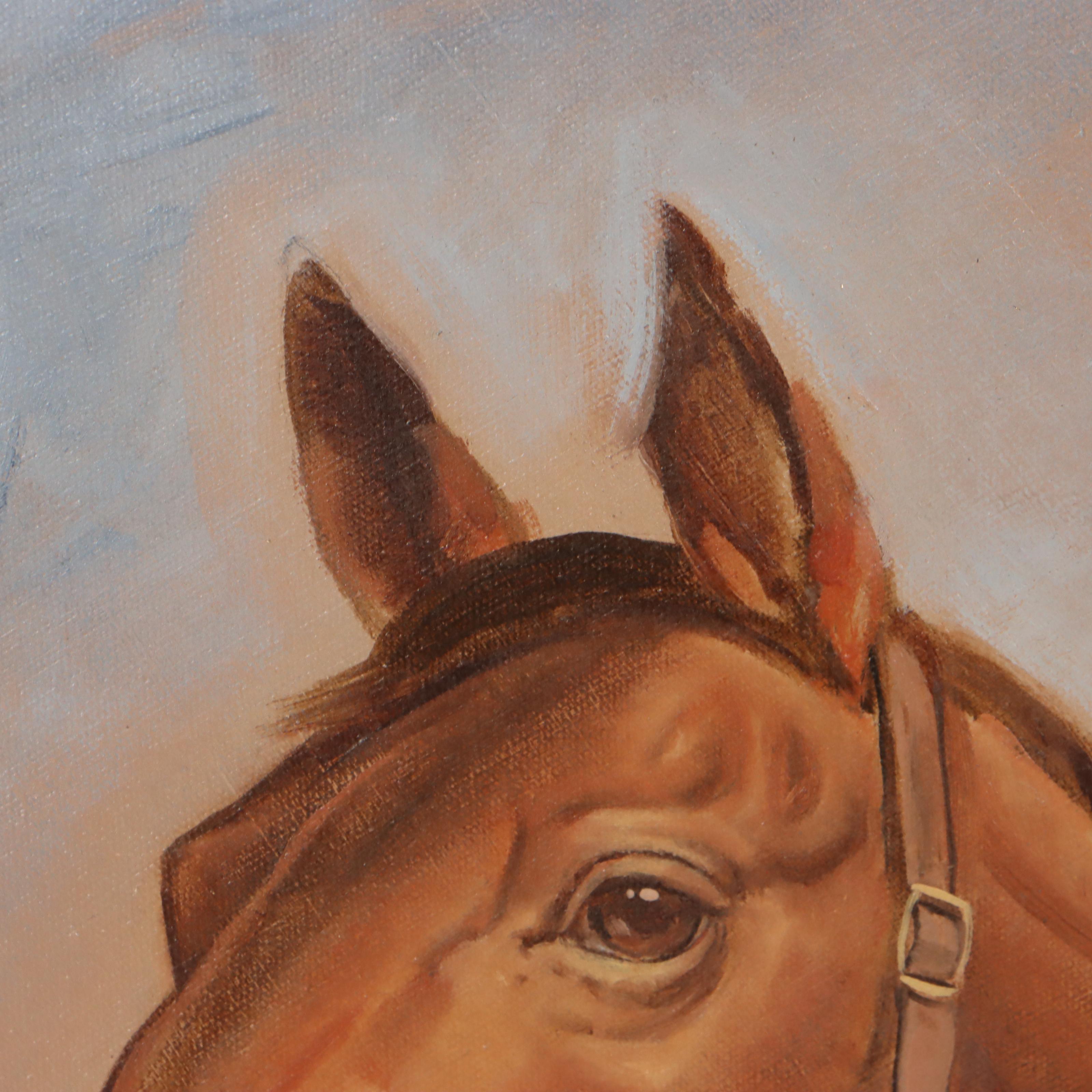 Donald R. Schwartz Oil Painting of Equine Portrait, 1971