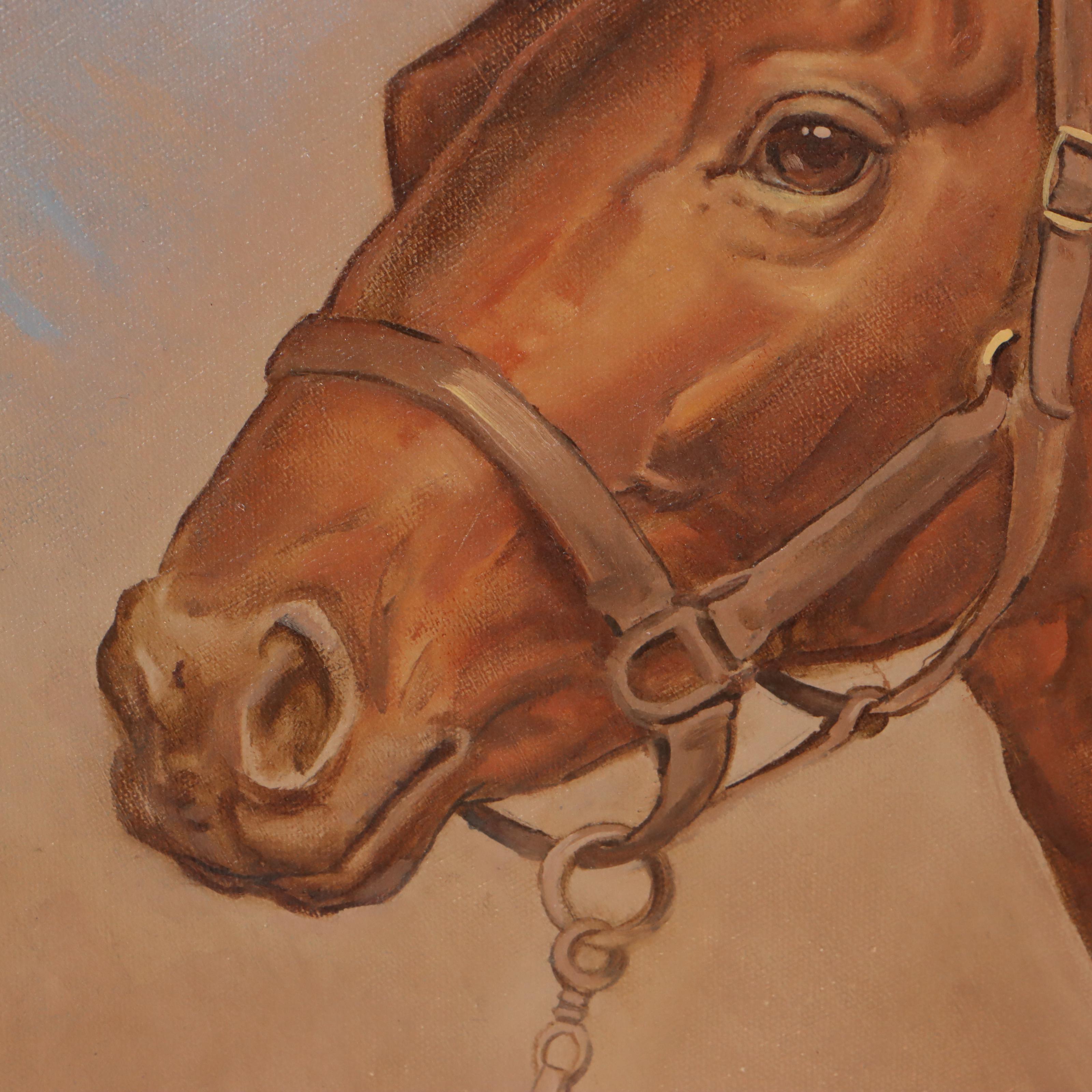 Donald R. Schwartz Oil Painting of Equine Portrait, 1971