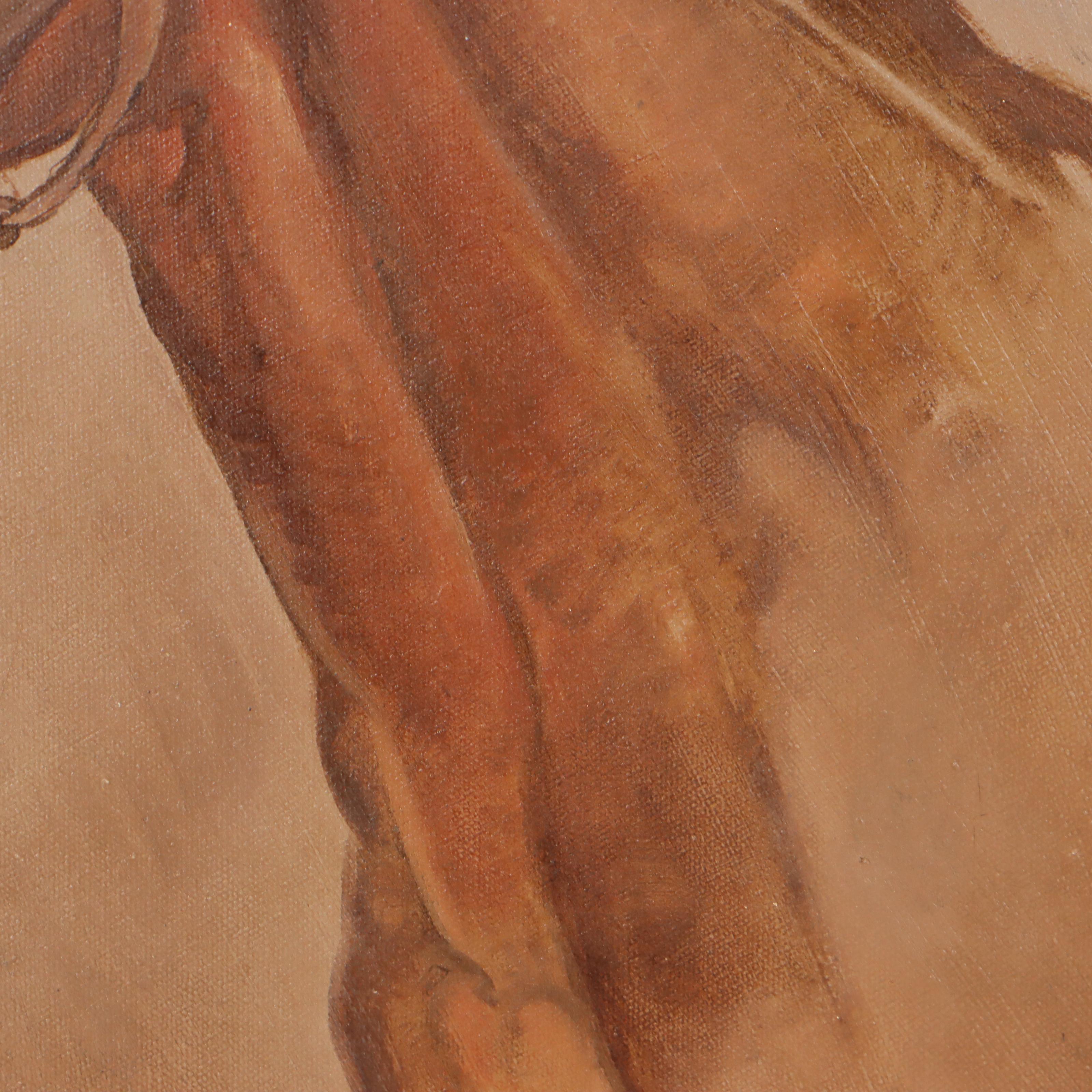 Donald R. Schwartz Oil Painting of Equine Portrait, 1971