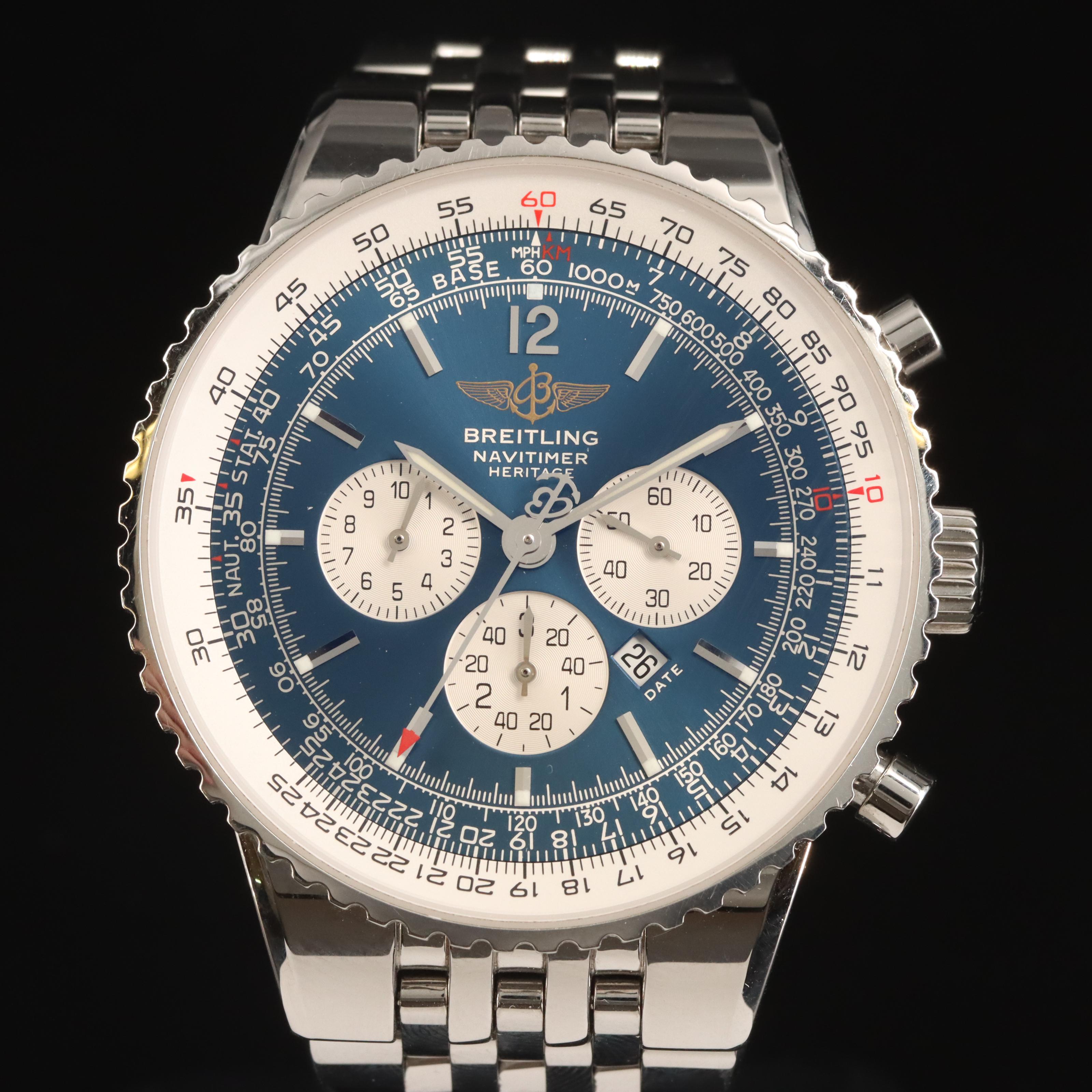 Breitling Navitimer Heritage Blue Dial 43mm Stainless Steel Automatic Watch