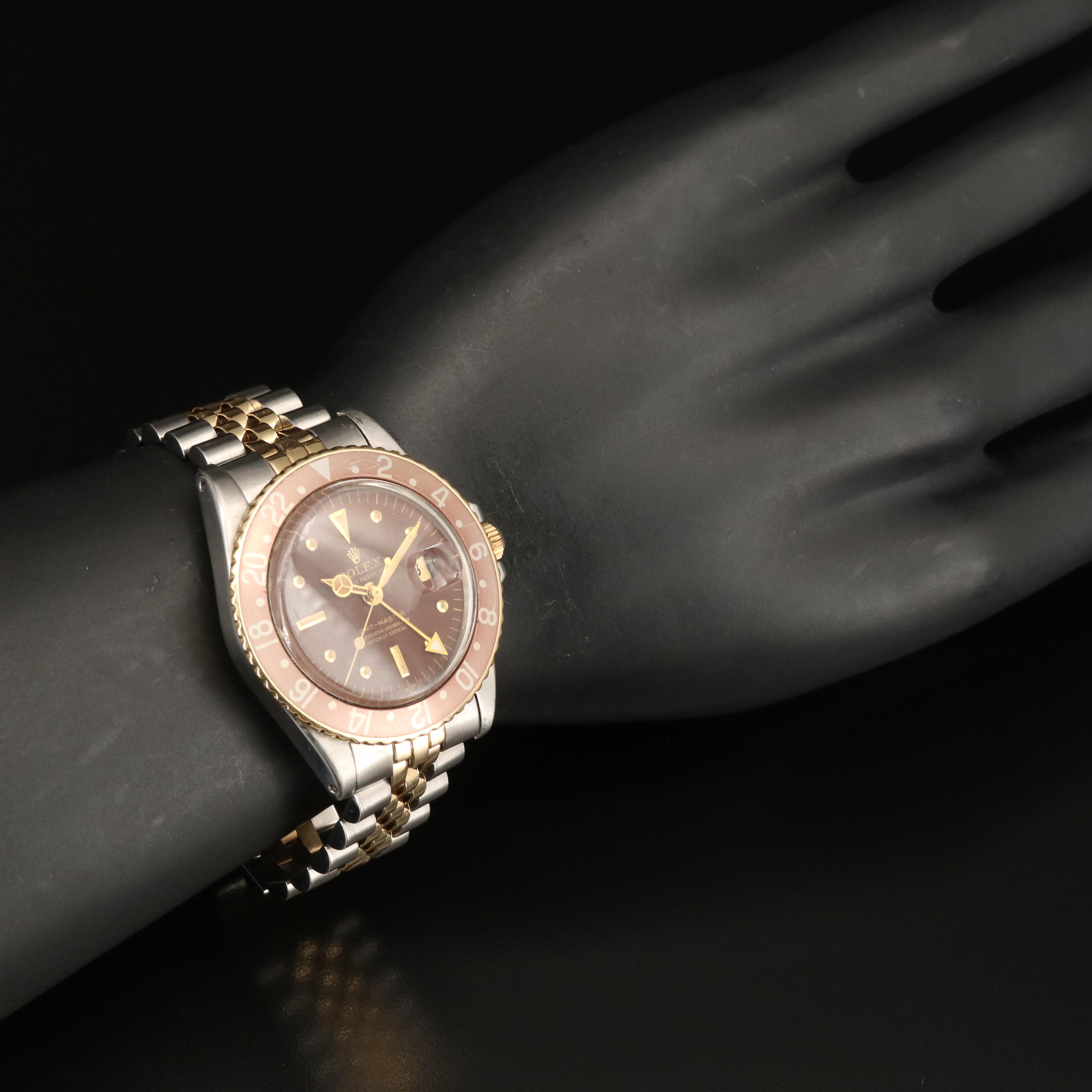 1970 Rolex Model 1675 GMT Master Root Beer Brown Dial Watch