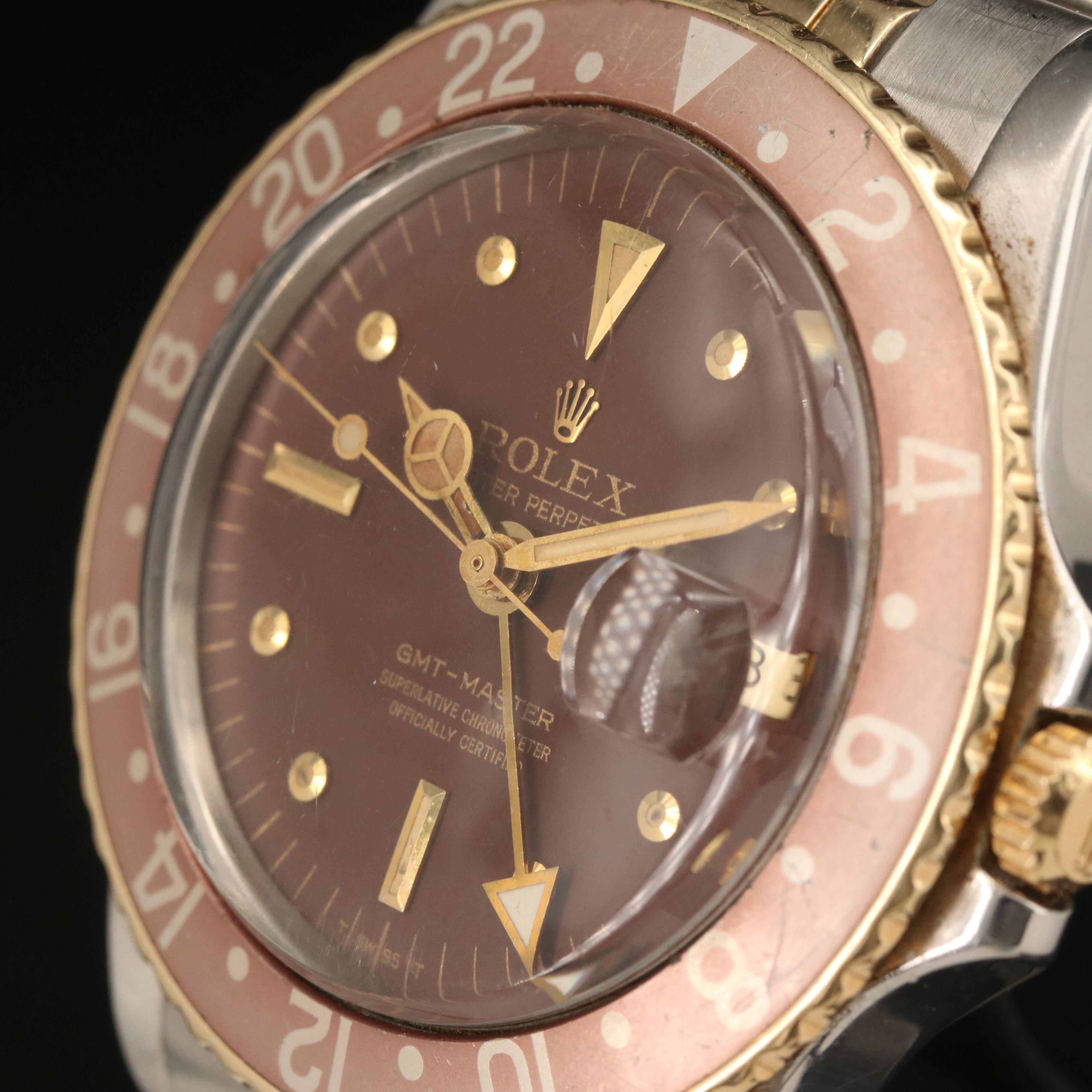 1970 Rolex Model 1675 GMT Master Root Beer Brown Dial Watch