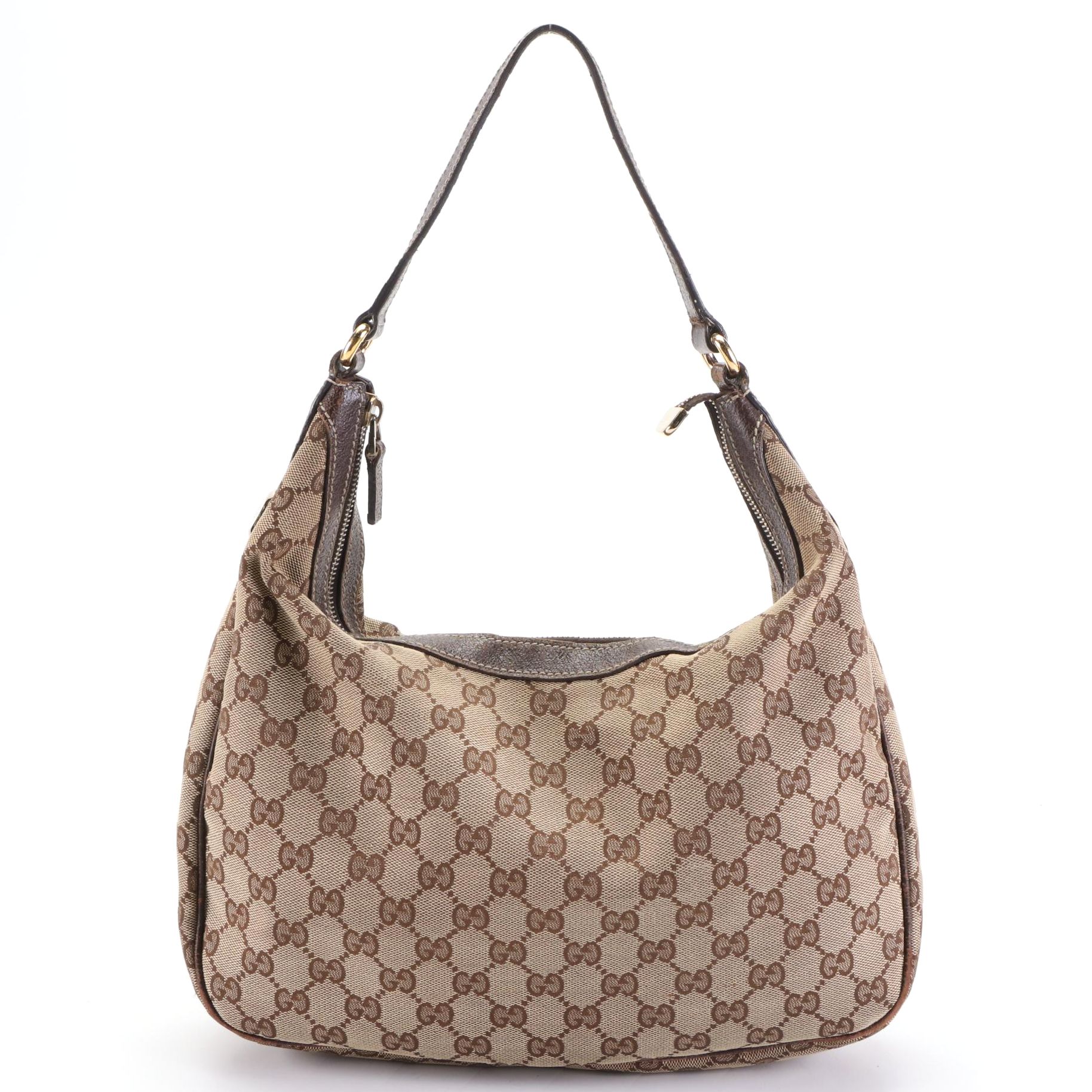Gucci Shoulder Bag in GG Canvas and Leather Trim