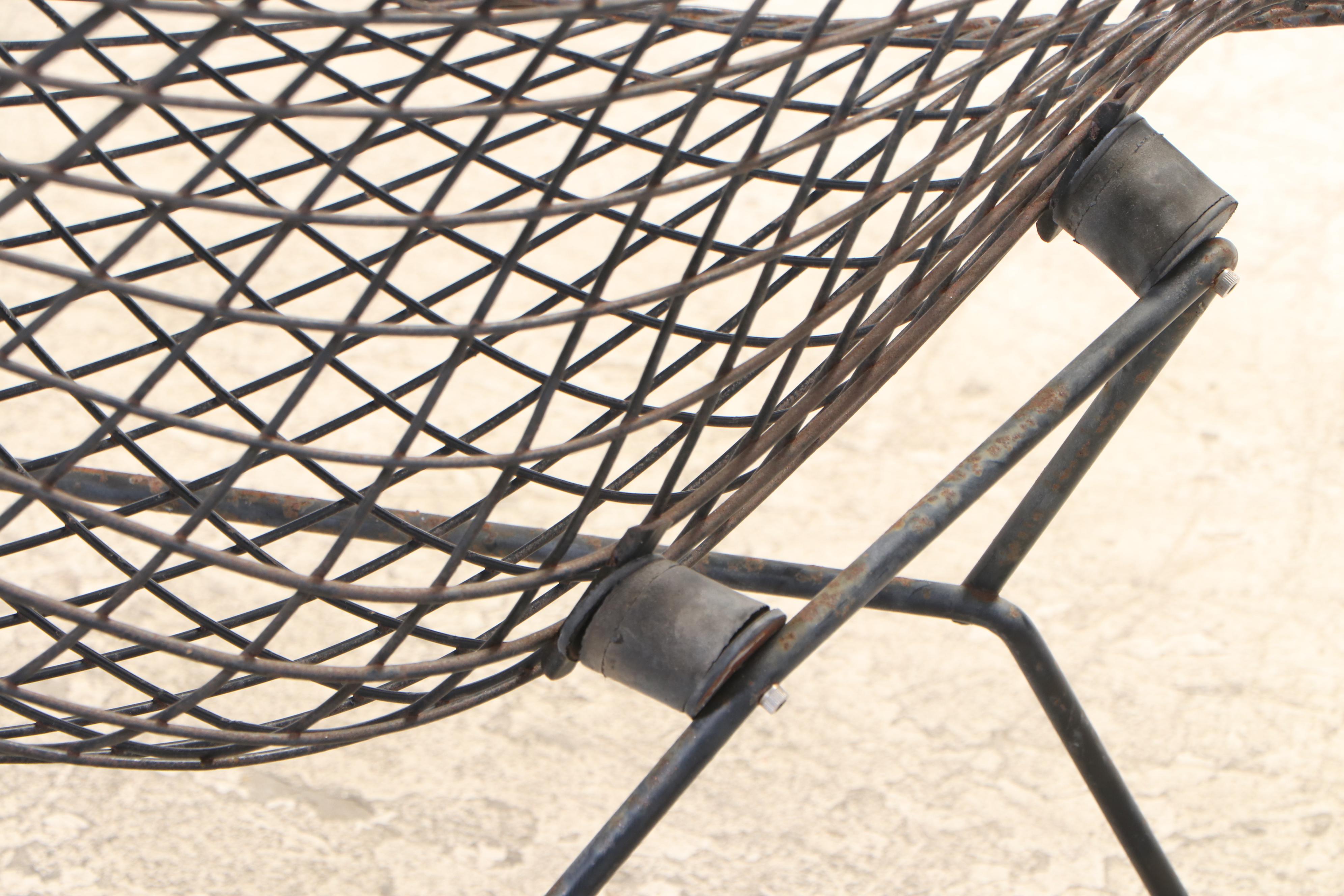 Harry Bertoia Enameled Steel "Diamond" Chair and Ottoman