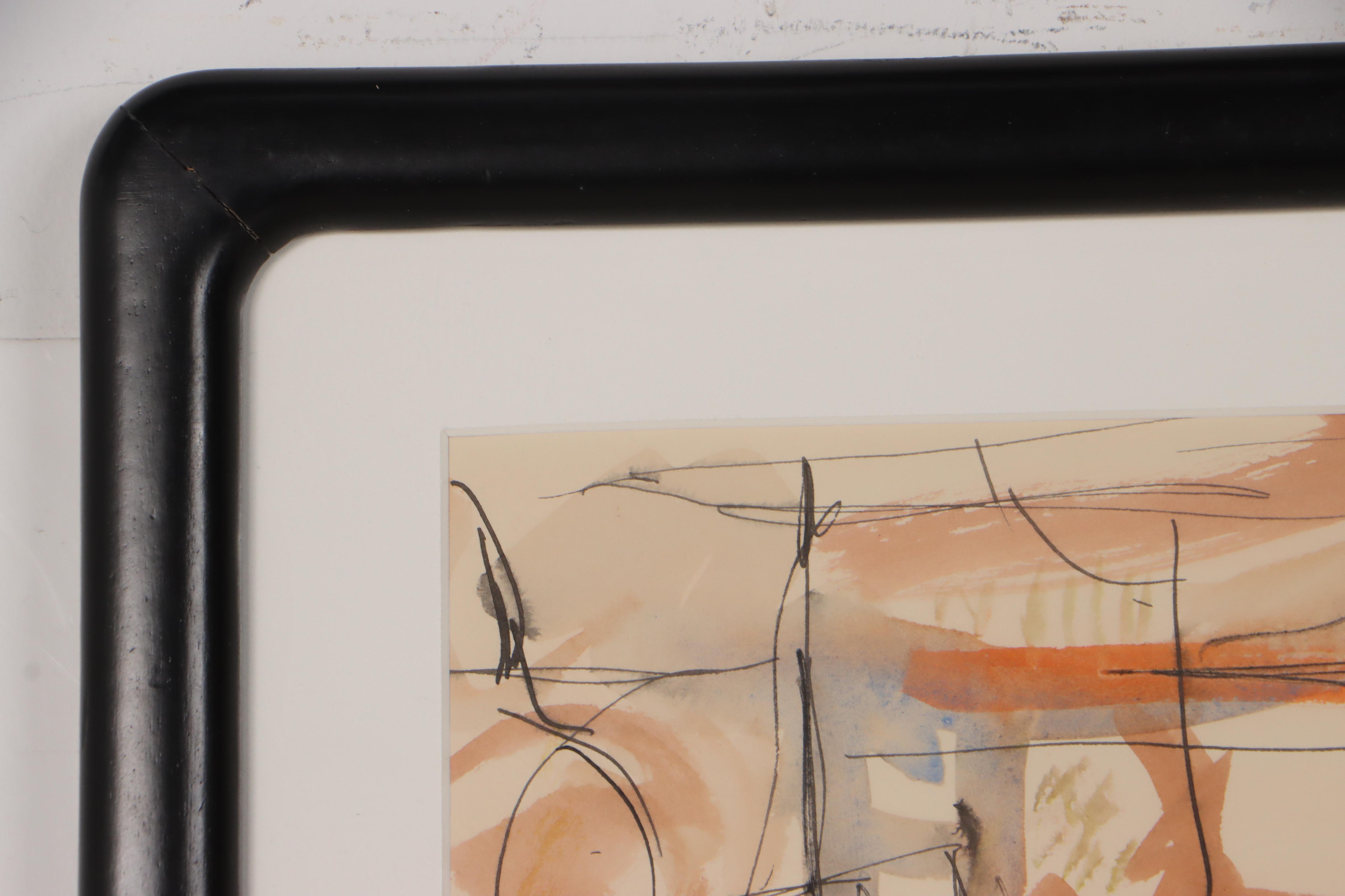 Harry Hilson Abstract Ink and Watercolor Painting