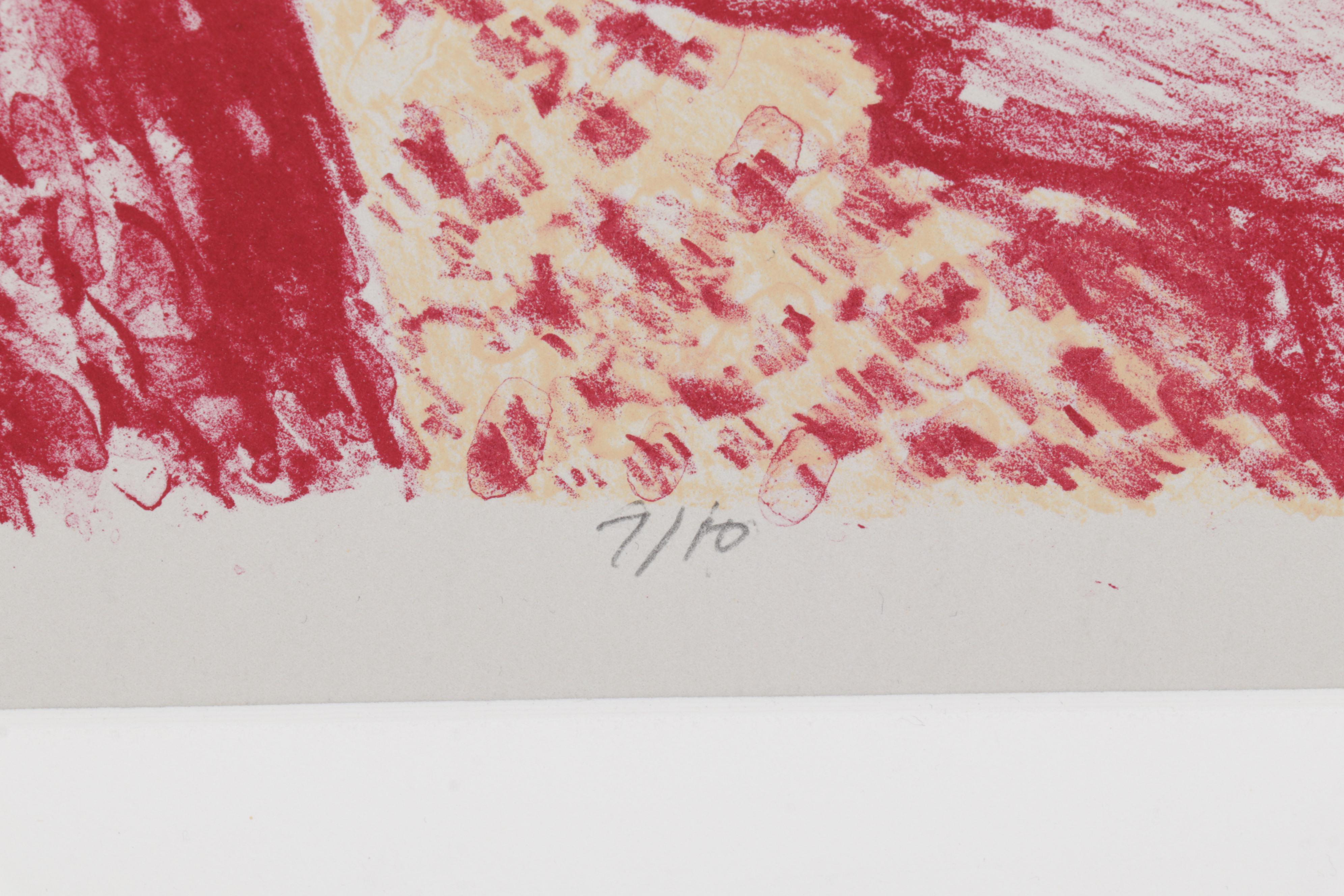 Sidney Chafetz Caricature Color Lithograph "Lady and Dogs," 1988