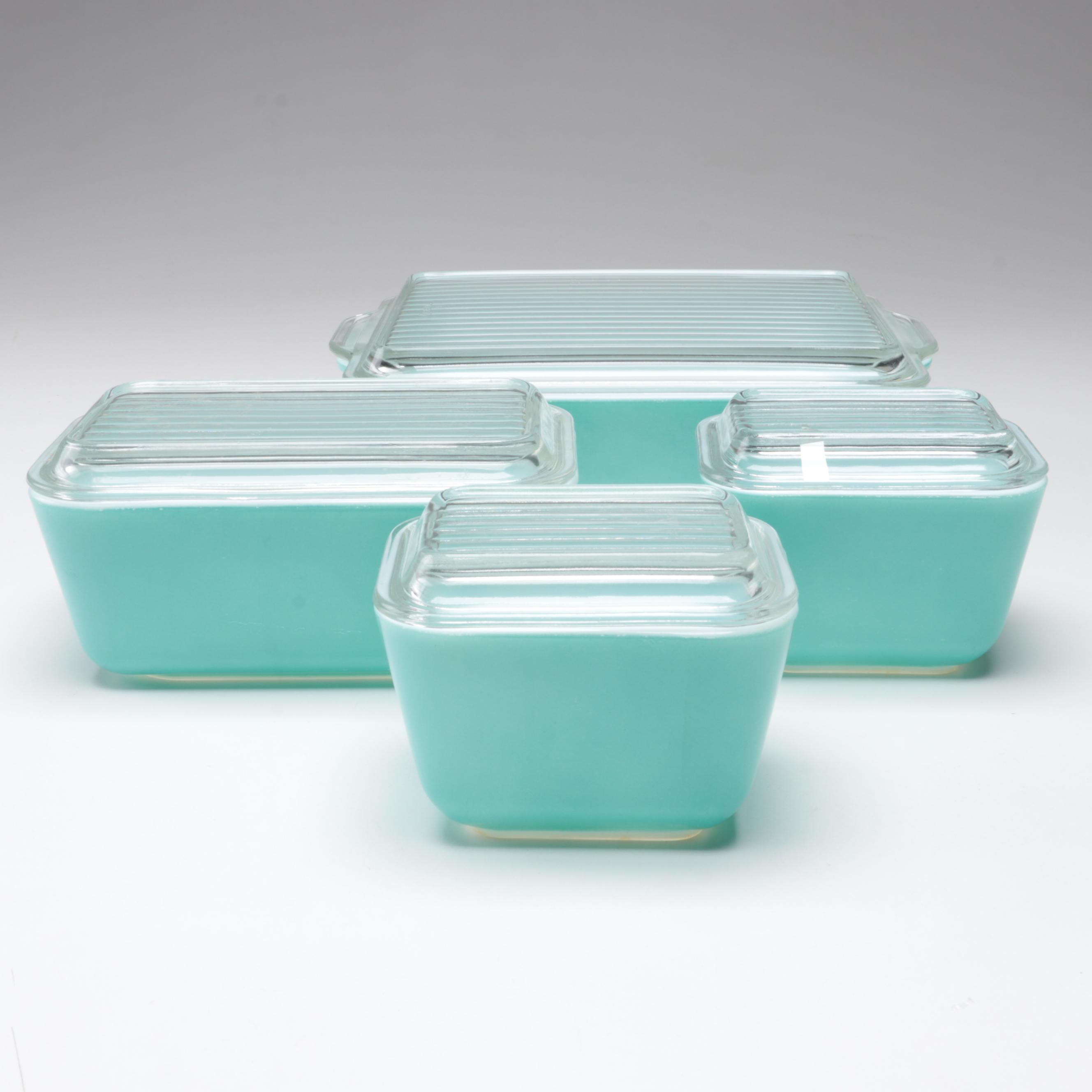 Pyrex "Primary Colors" Mixing Bowls with Pyrex Refrigerator Dishes