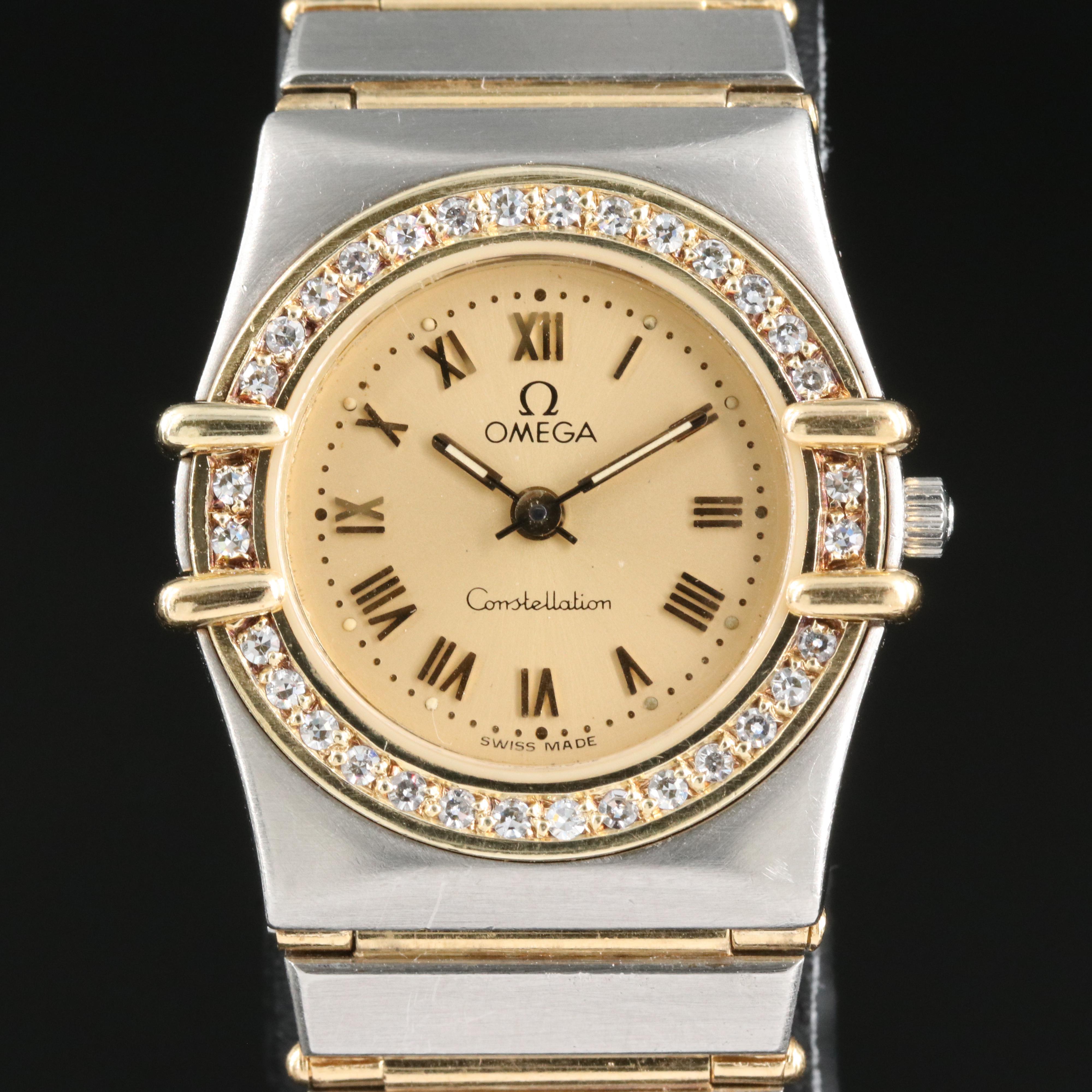 Omega Constellation 18K Diamond and Steel Quartz Watch