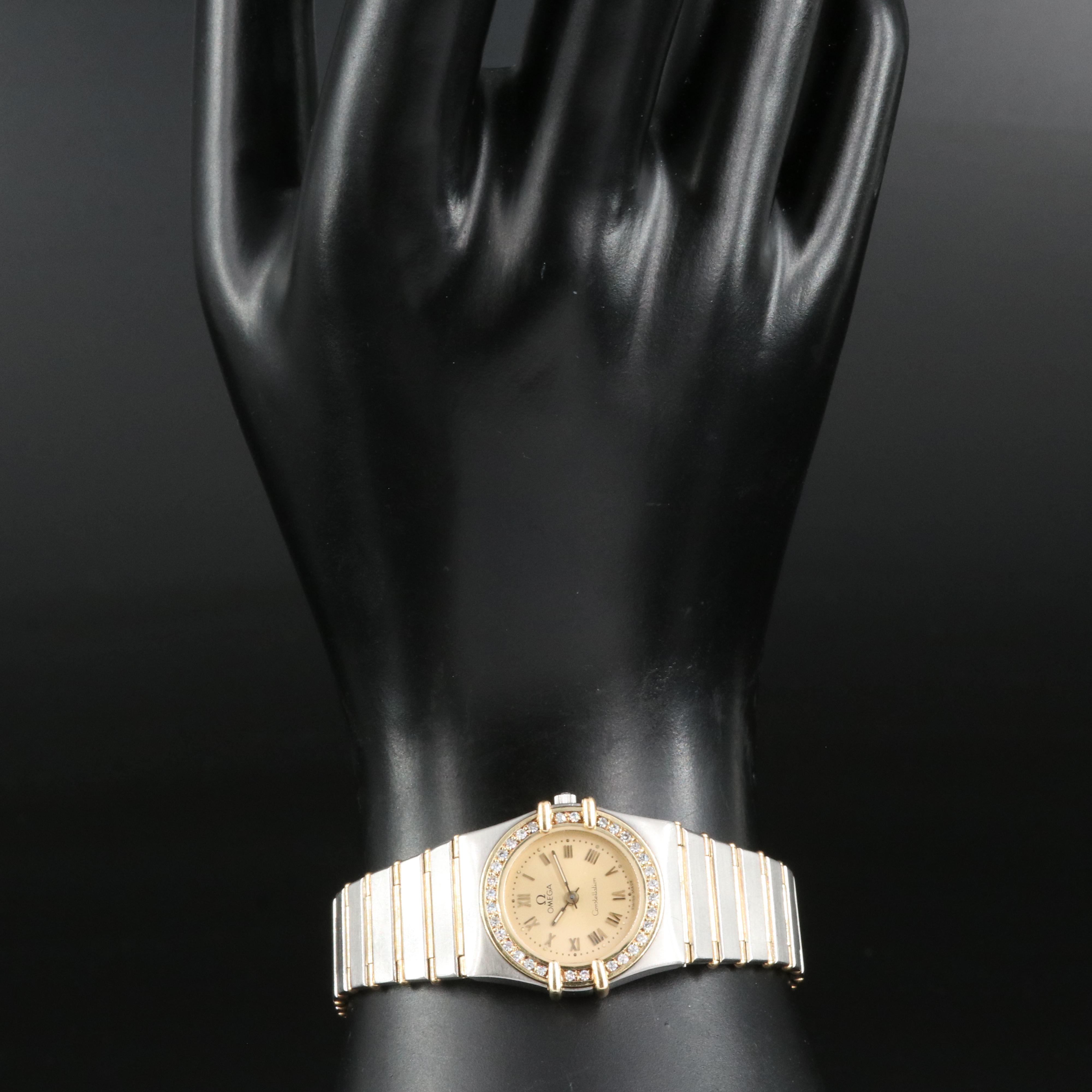 Omega Constellation 18K Diamond and Steel Quartz Watch