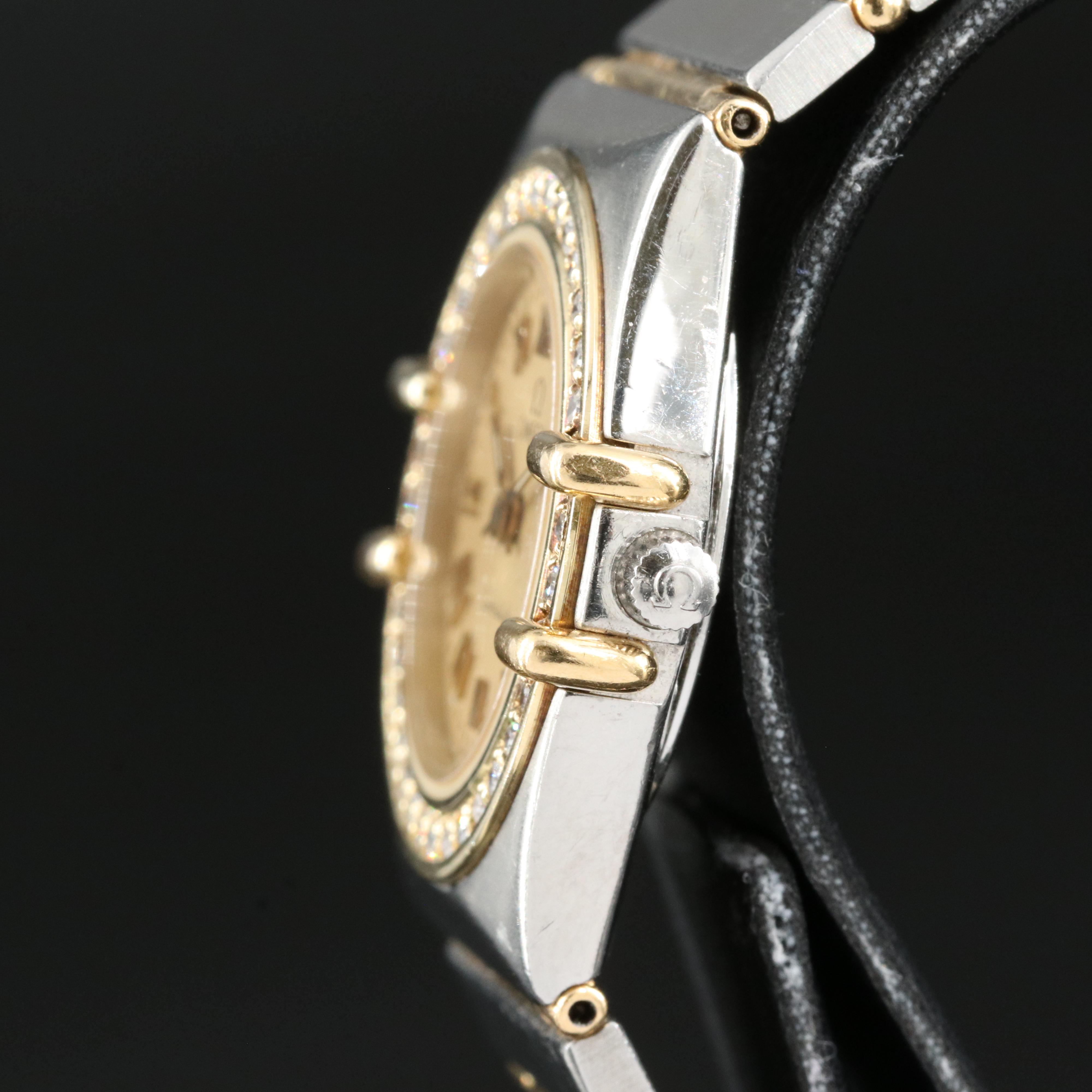 Omega Constellation 18K Diamond and Steel Quartz Watch