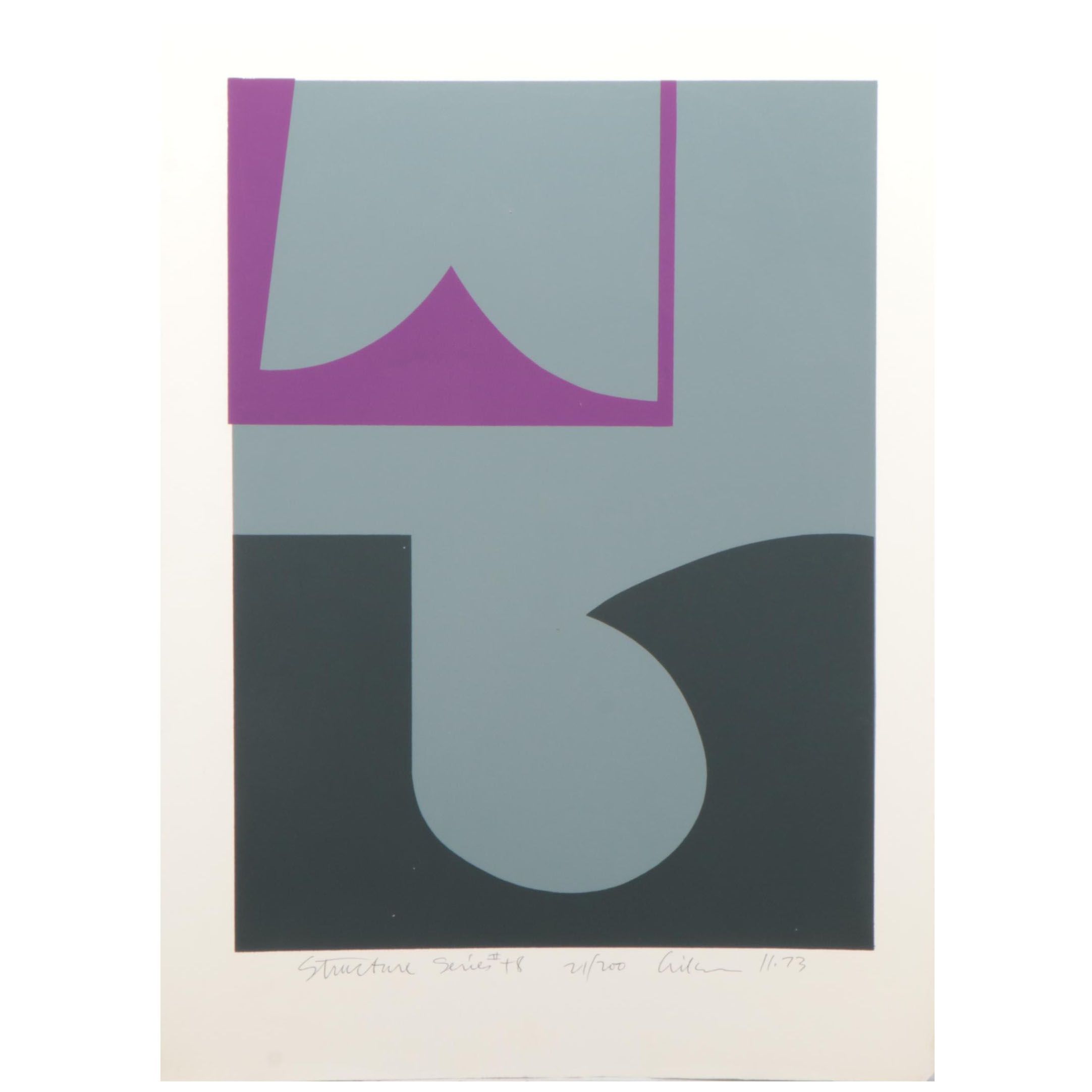 Harry Hilson Abstract Biomorphic Serigraph From "Structure Series," 1973