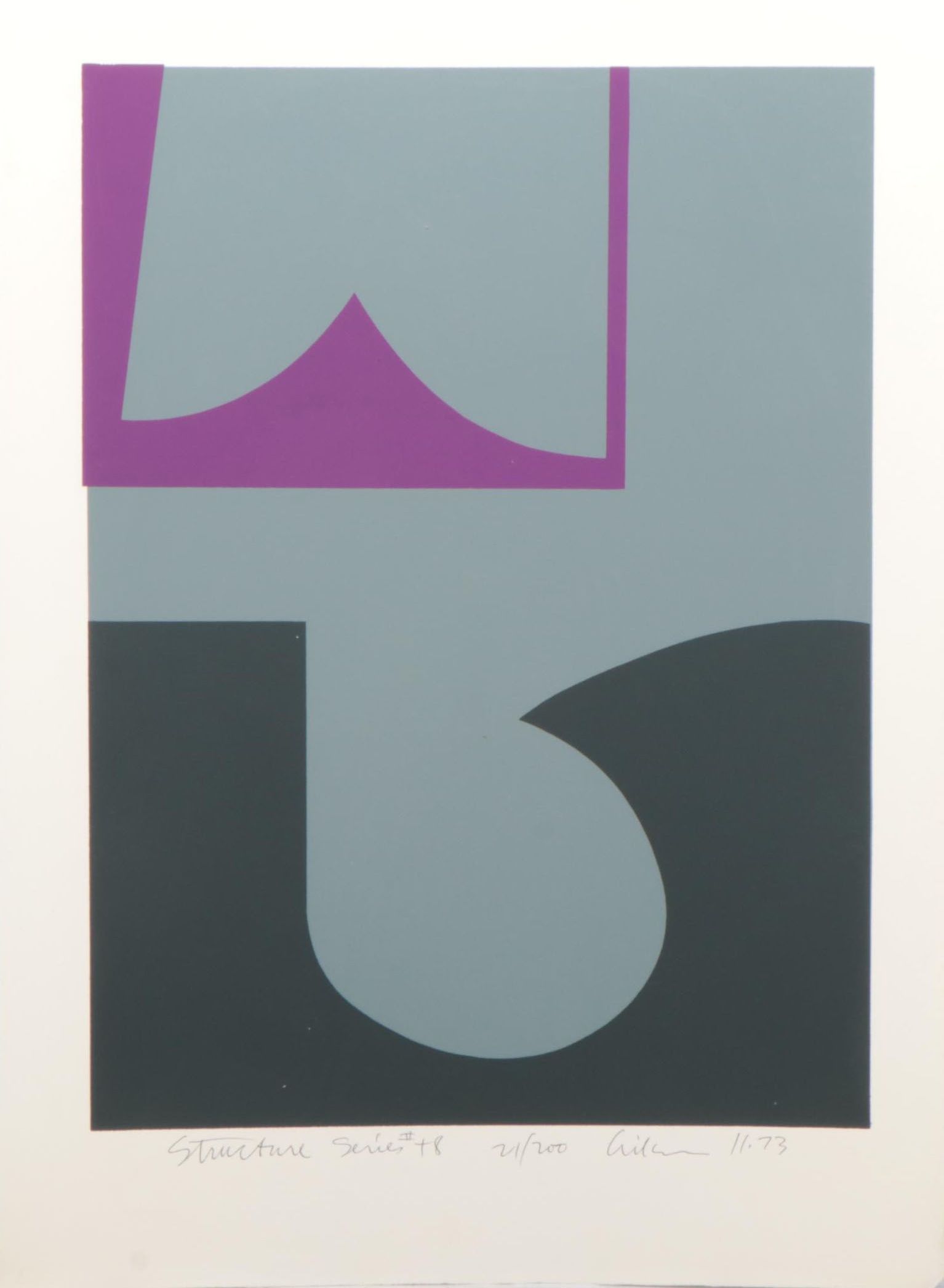 Harry Hilson Abstract Biomorphic Serigraph From "Structure Series," 1973