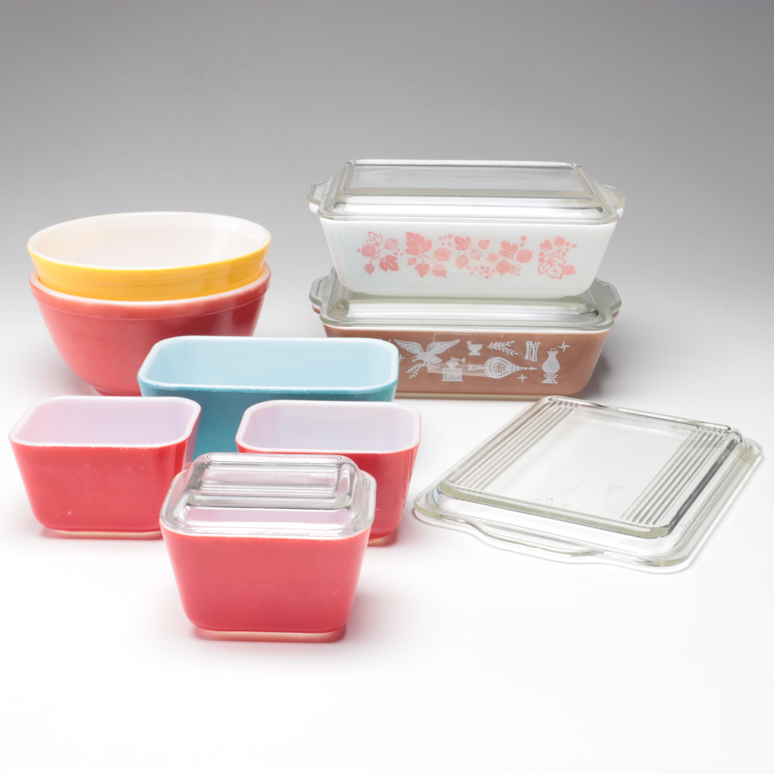Pyrex Mixing Bowls, Casserole Dishes and Refrigerator Jars, Mid to Late 20th C.