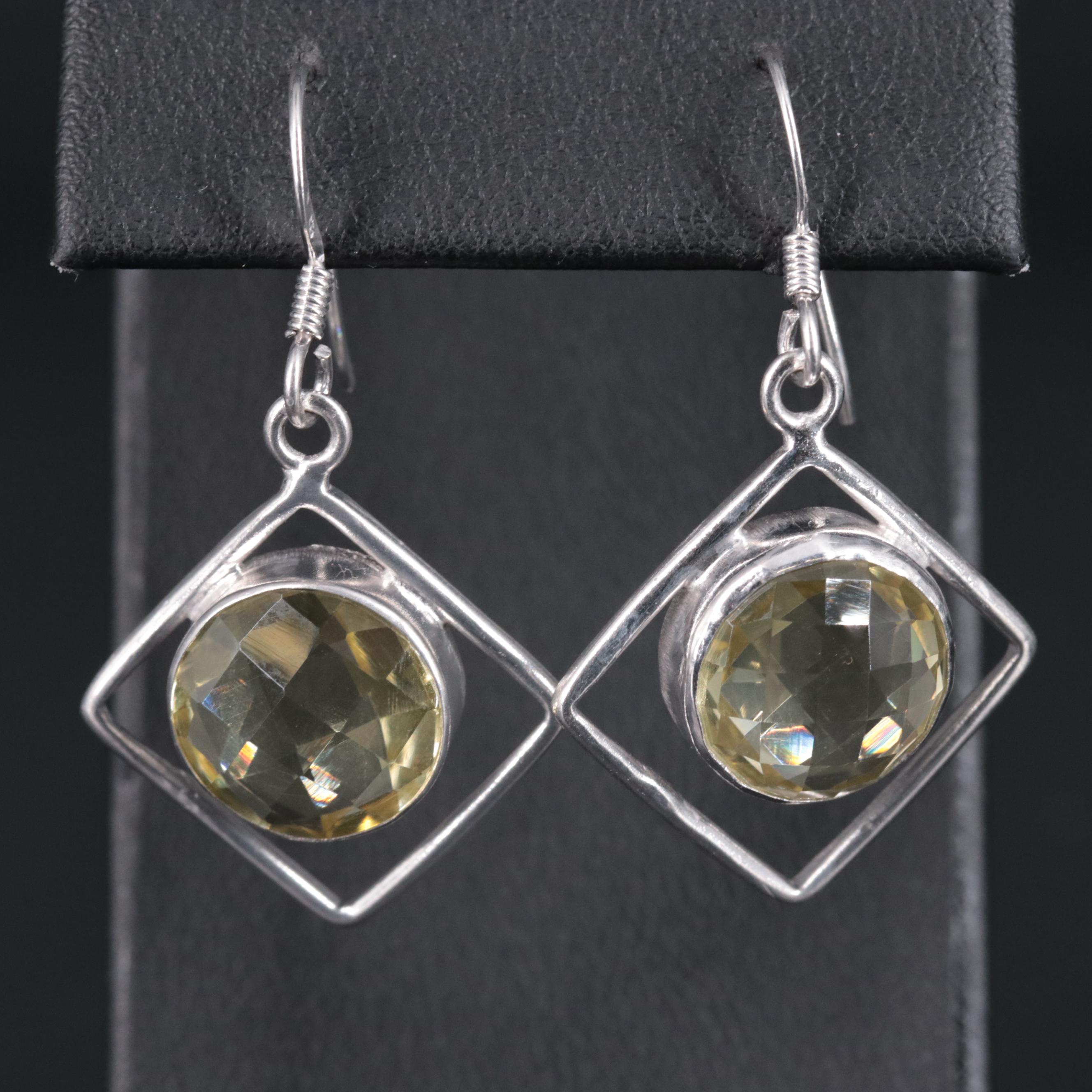 Sterling Silver Gemstone Dangle Earrings
