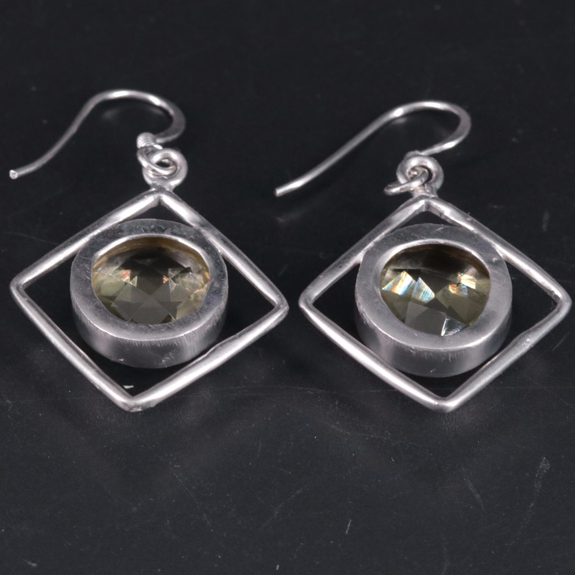 Sterling Silver Gemstone Dangle Earrings