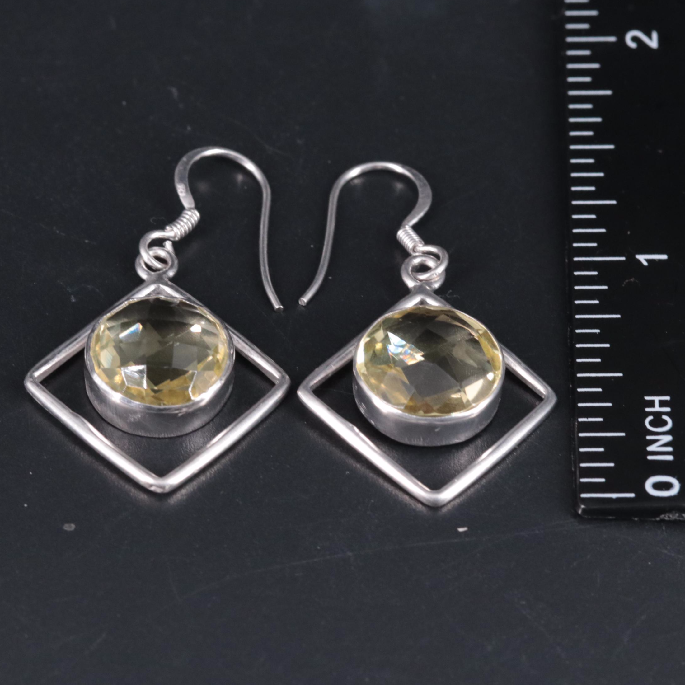 Sterling Silver Gemstone Dangle Earrings