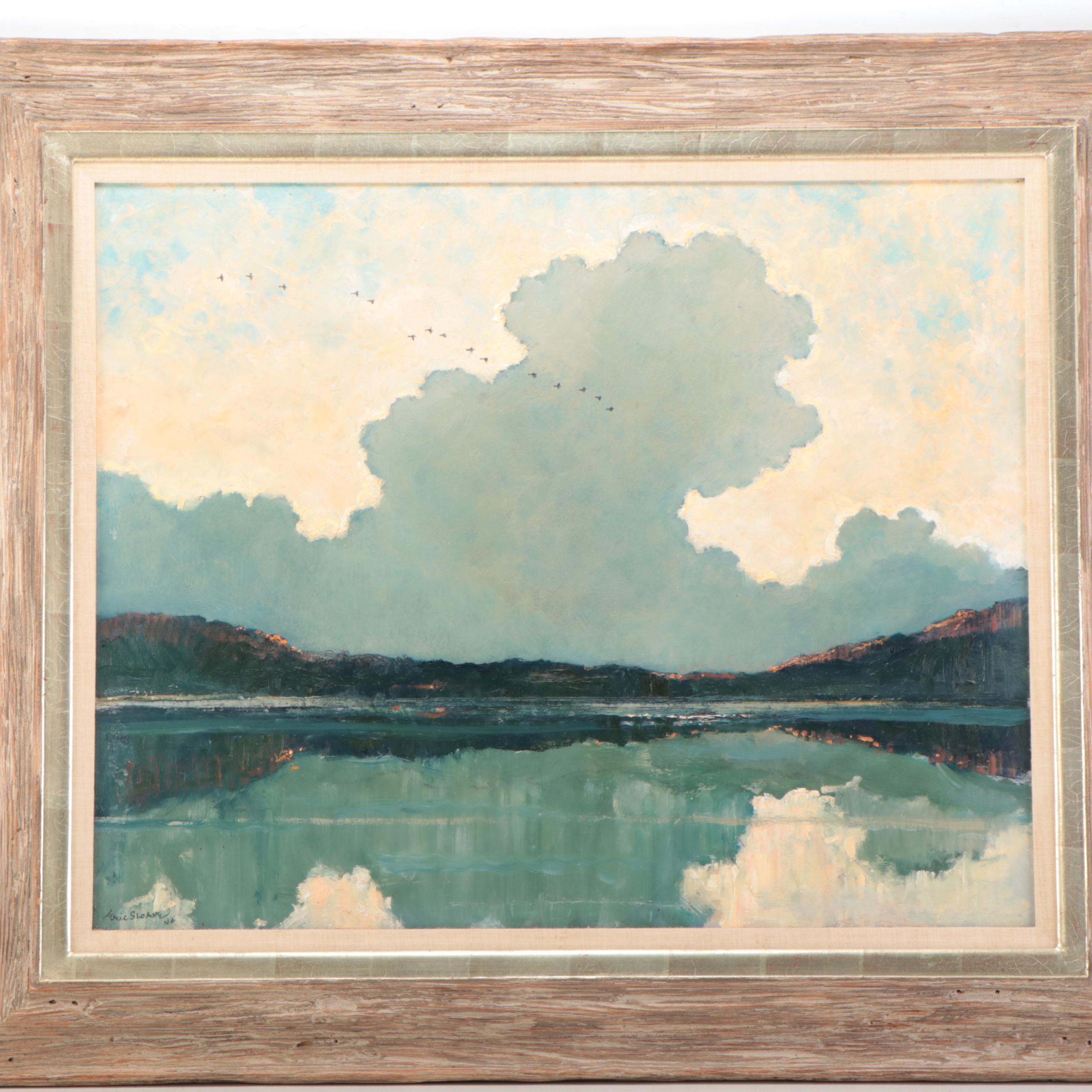 Eric Sloane Landscape Oil Painting "Golden Evening," Mid-20th Century