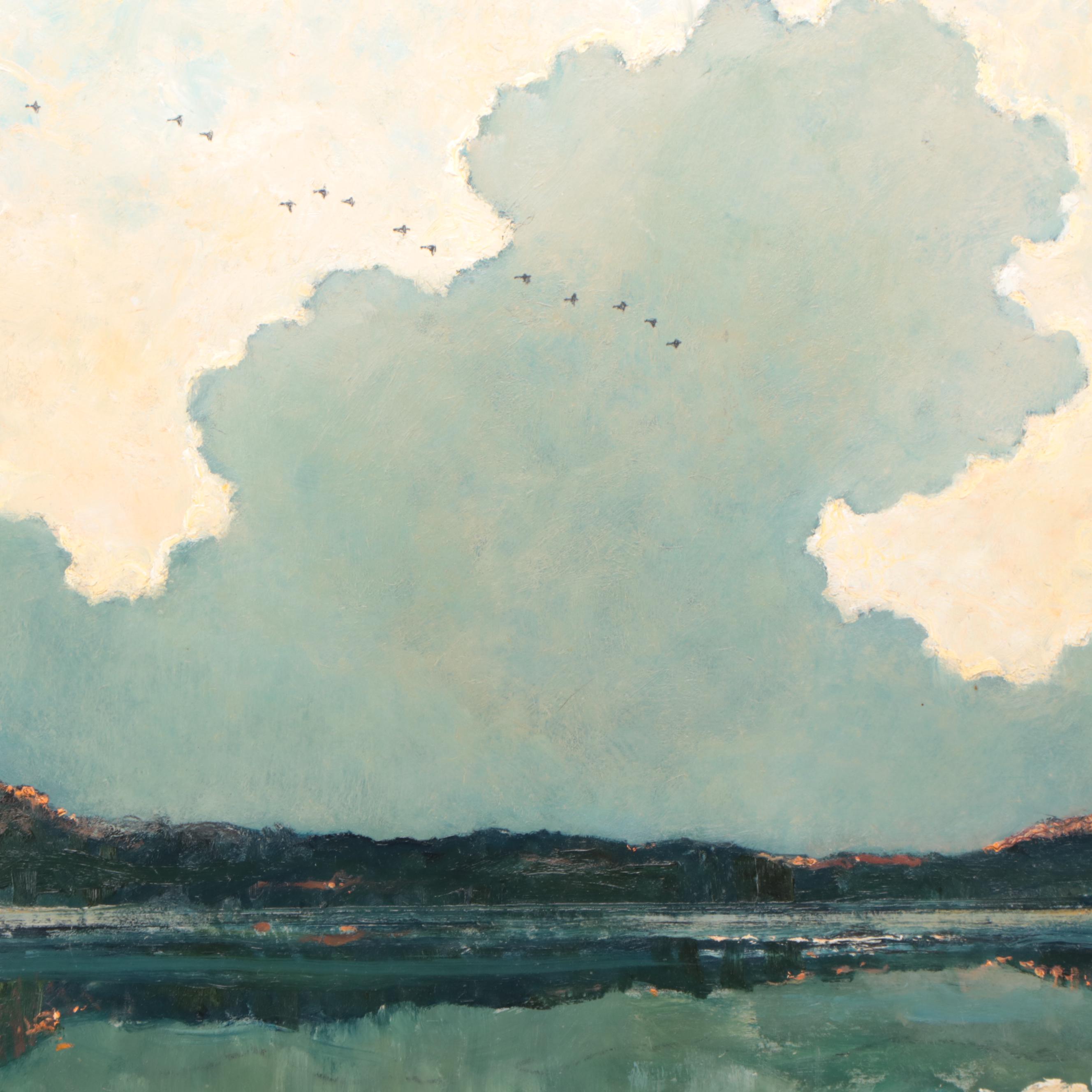 Eric Sloane Landscape Oil Painting "Golden Evening," Mid-20th Century