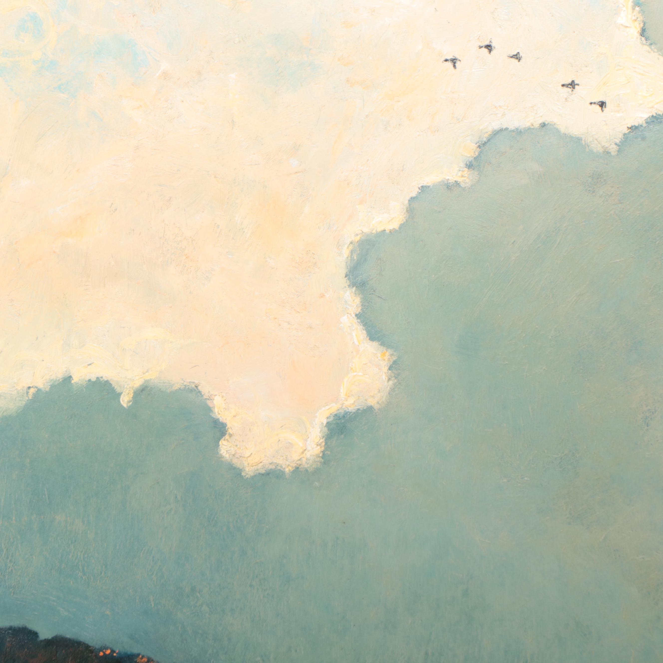 Eric Sloane Landscape Oil Painting "Golden Evening," Mid-20th Century