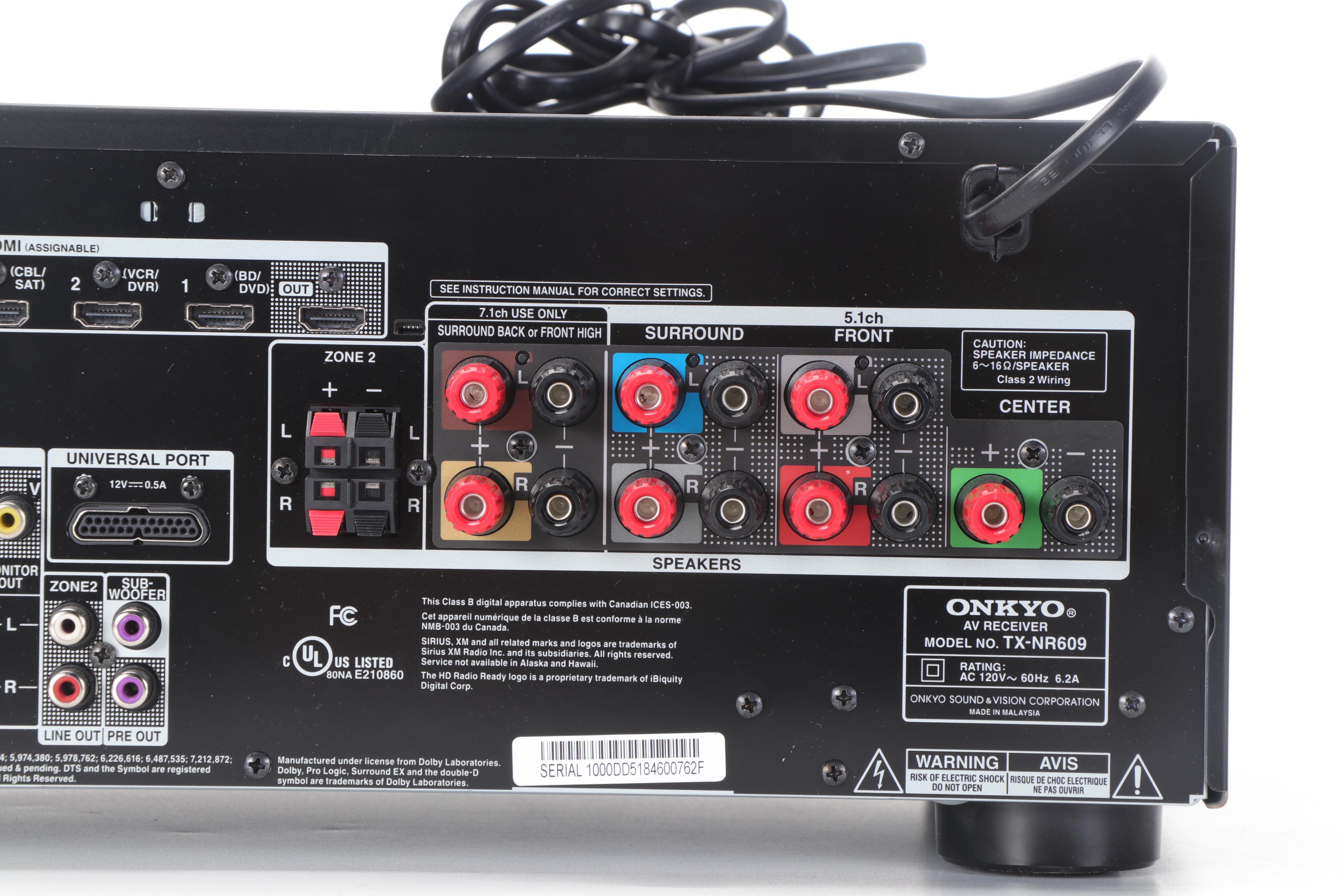 Onkyo Multi-Channel Audio Video Receiver with Remote