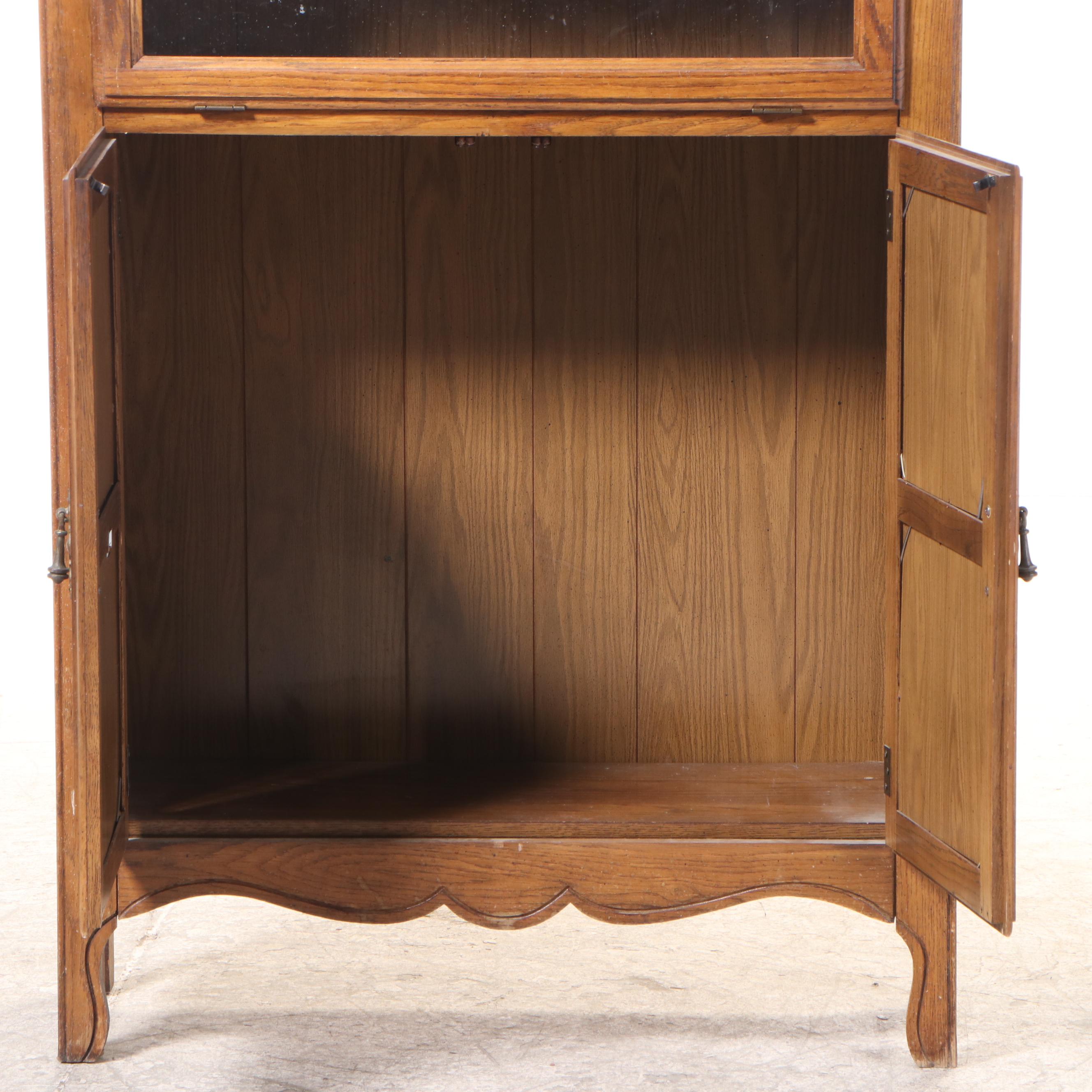 American Primitive Style Oak Pie Safe/Display Cabinet, 1970s