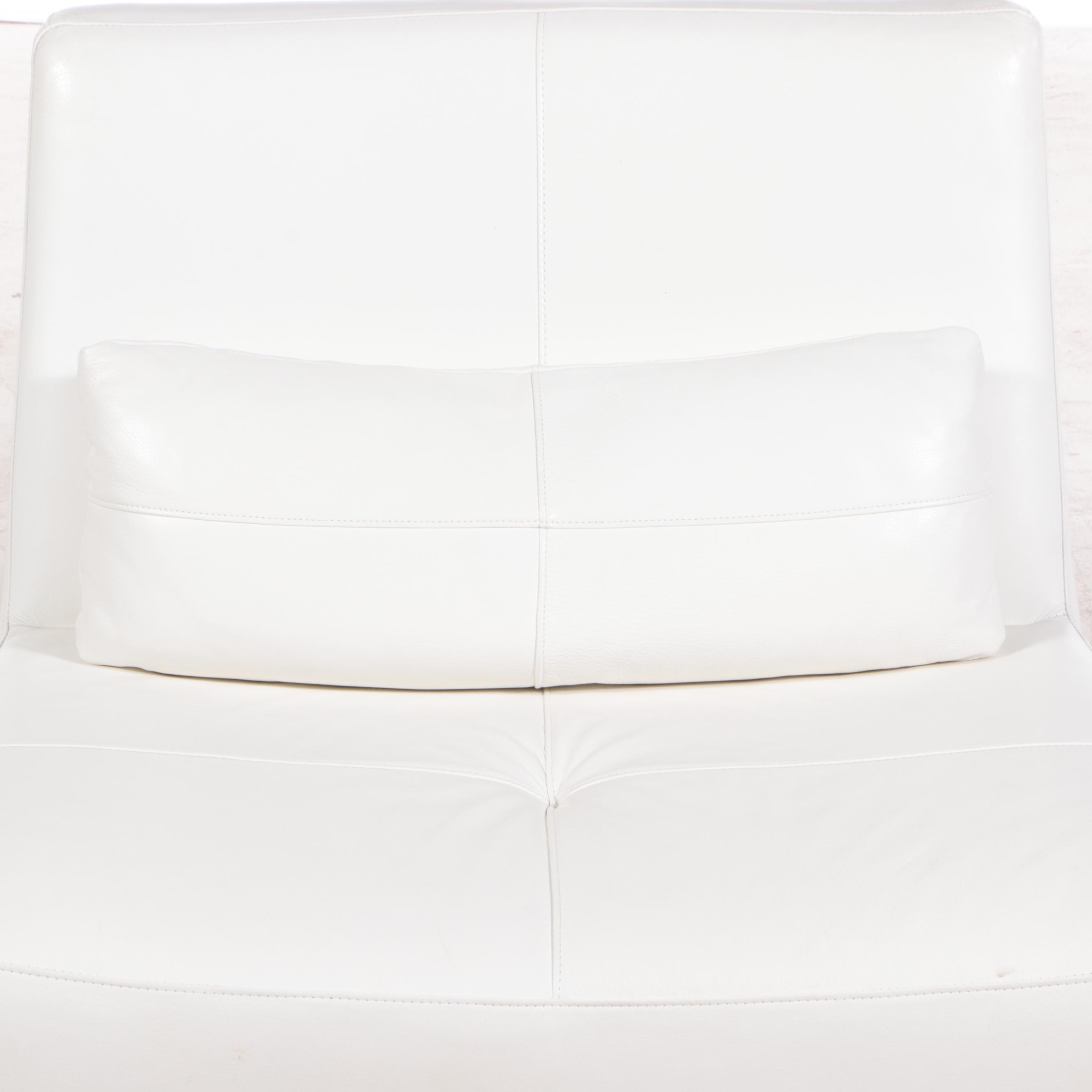 American Leather "Hugo" Modernist Style Chrome and Leather Swivel Lounge Chair