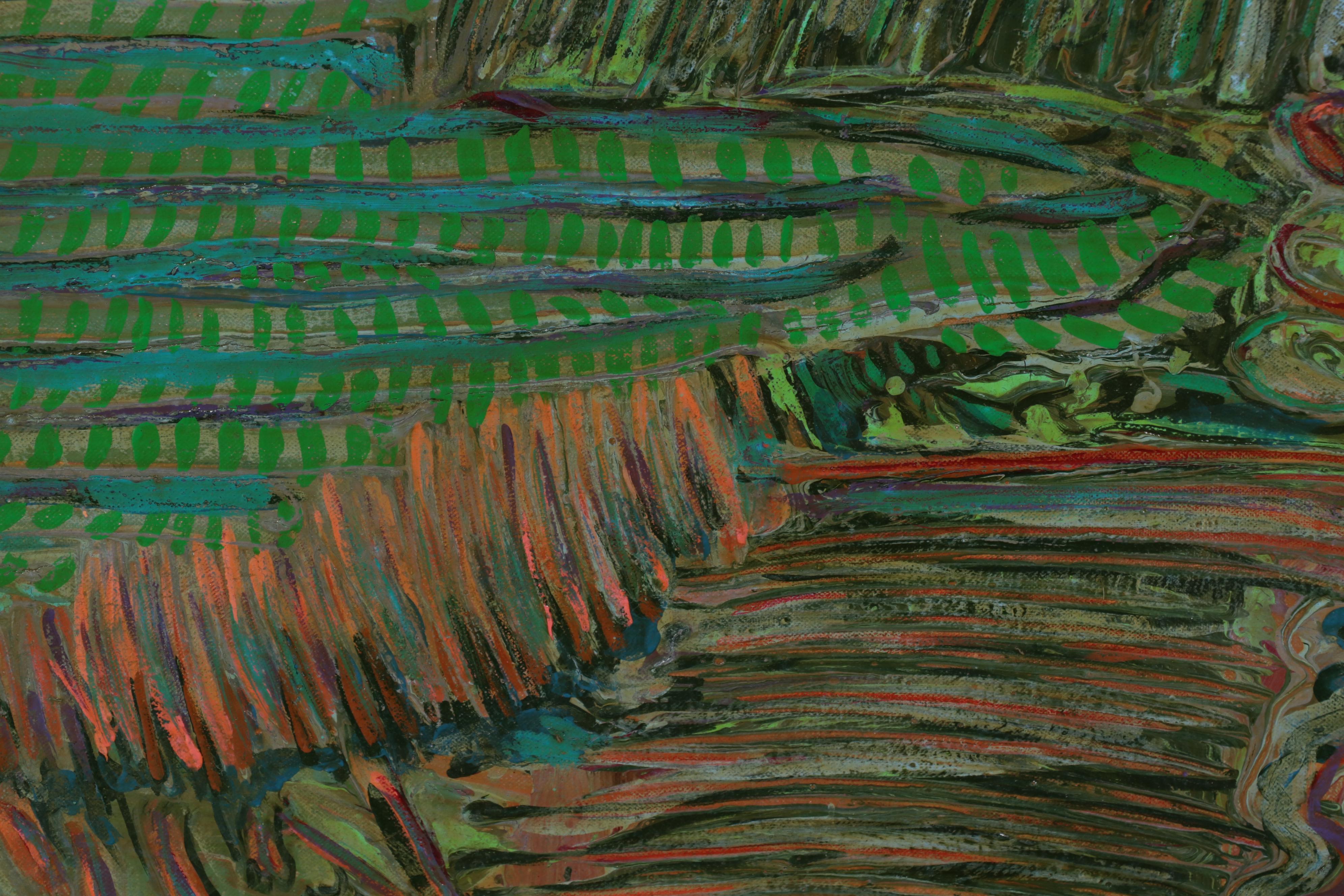 Harry Hilson Large-Scale Abstract Mixed Media Landscape Painting, Circa 1980